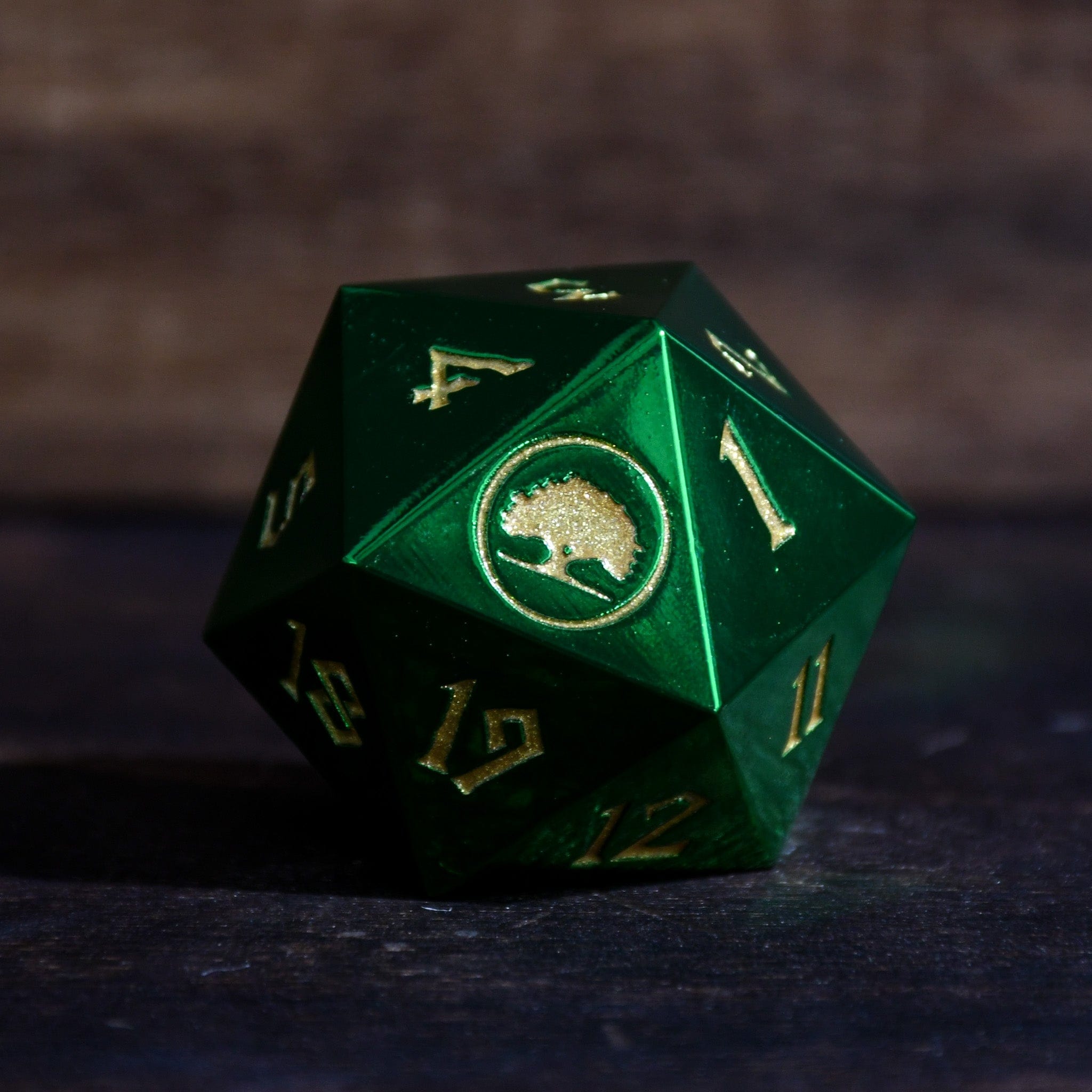 Misty Mountain Gaming Large D20s Forest Mana Spindown Metal D20