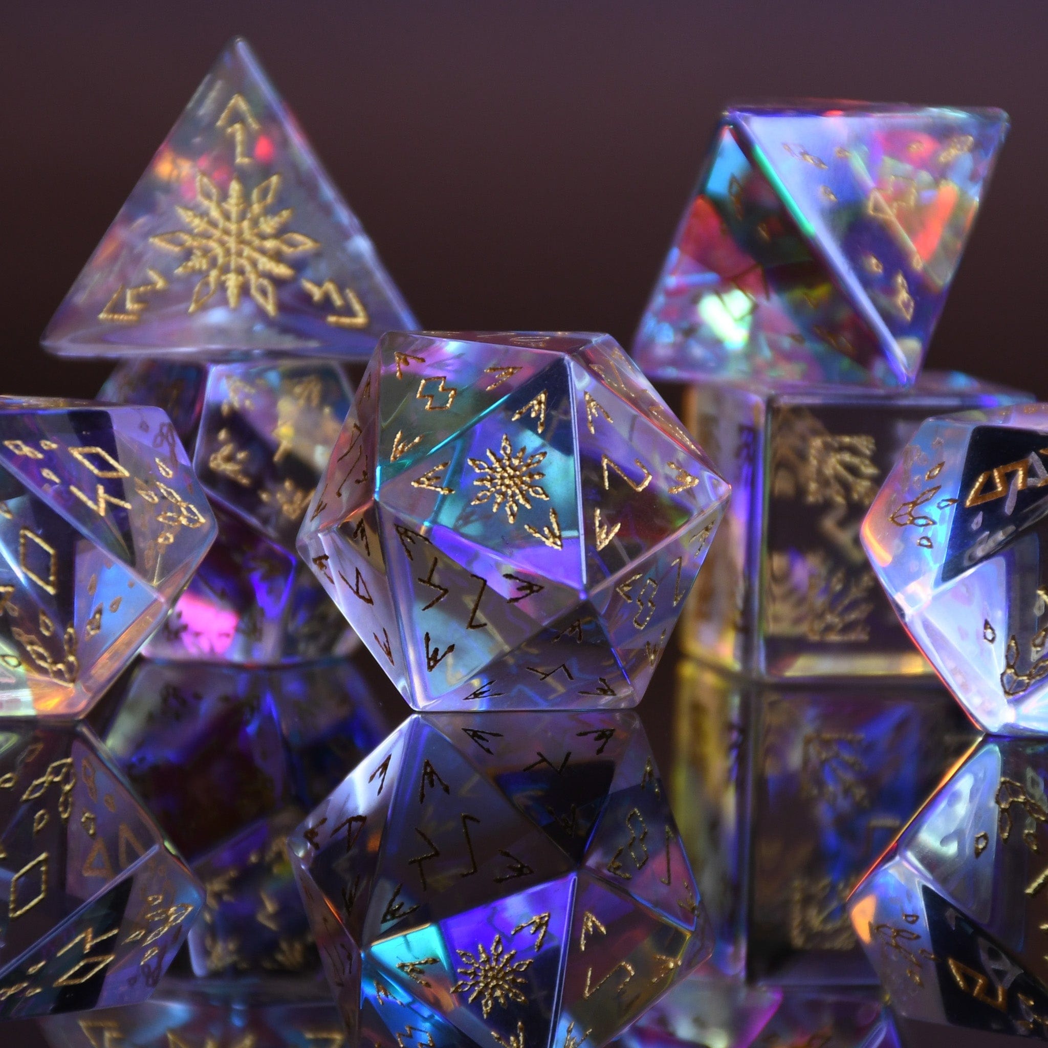 Misty Mountain Gaming Stone/Glass Frostbite Prism Glass Dice Set