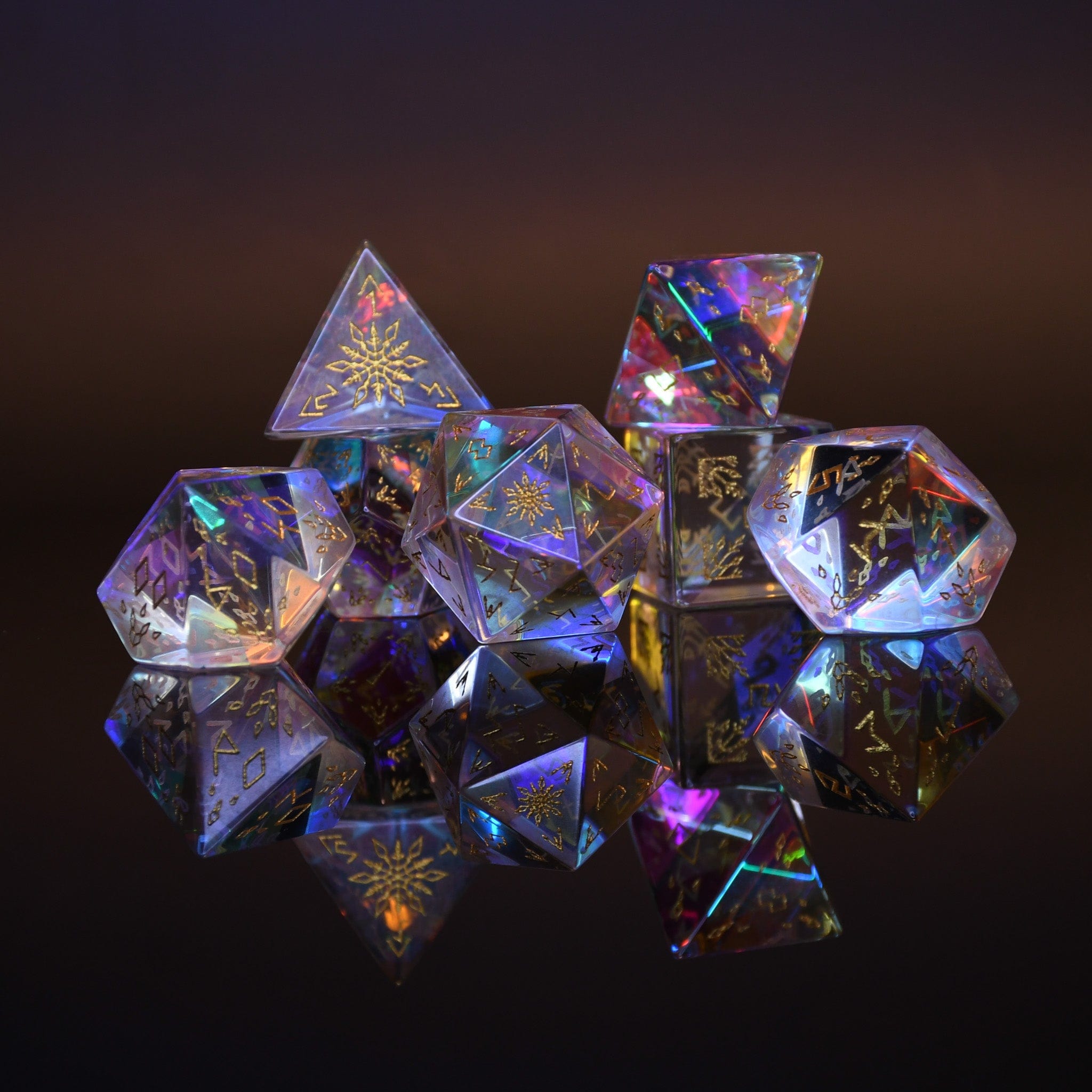 Misty Mountain Gaming Stone/Glass Frostbite Prism Glass Dice Set