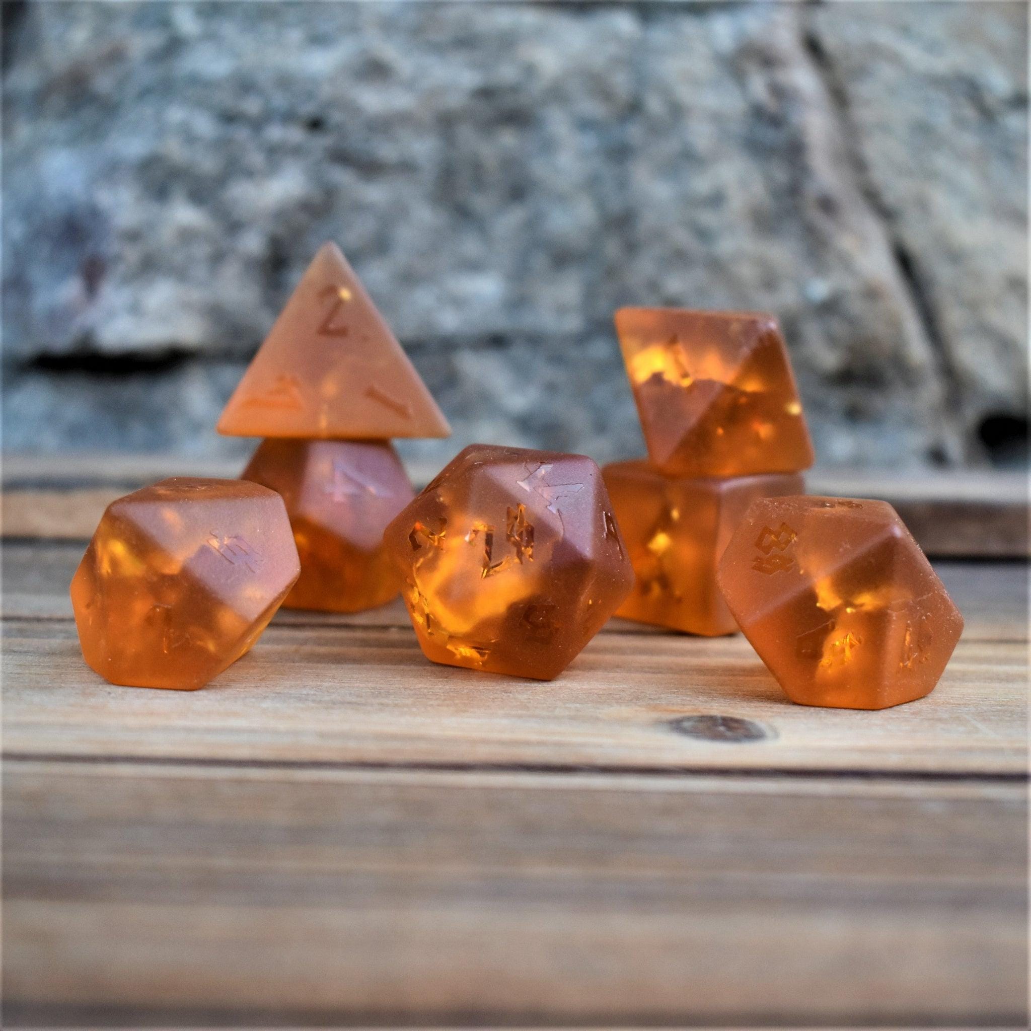 Misty Mountain Gaming Stone/Glass Gates of Helheim Raised Lava Glass Dice Set