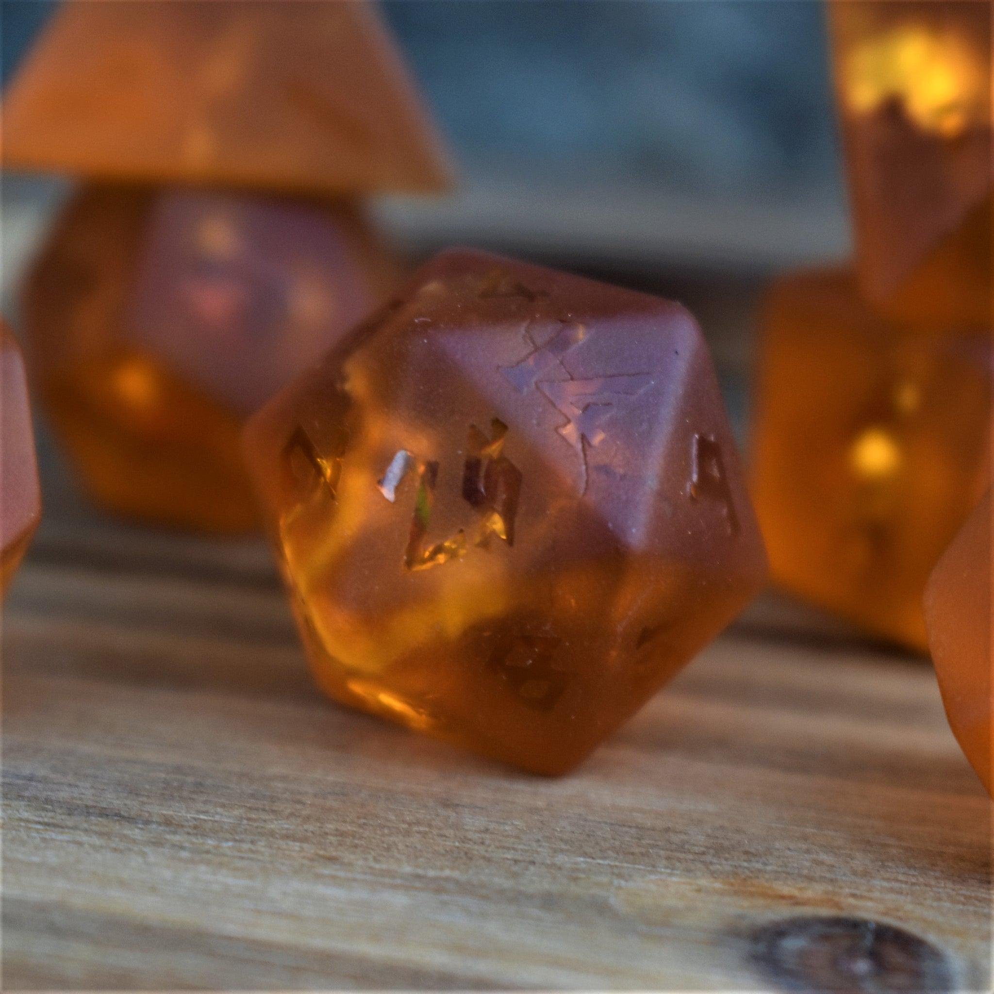 Misty Mountain Gaming Stone/Glass Gates of Helheim Raised Lava Glass Dice Set