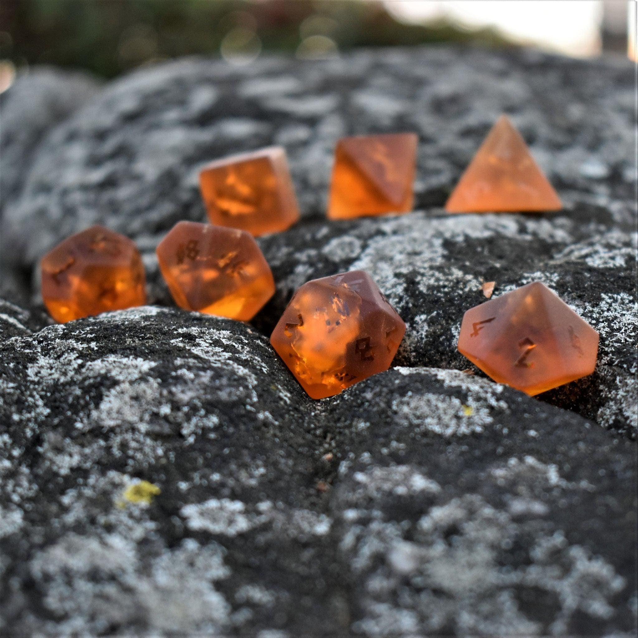 Misty Mountain Gaming Stone/Glass Gates of Helheim Raised Lava Glass Dice Set
