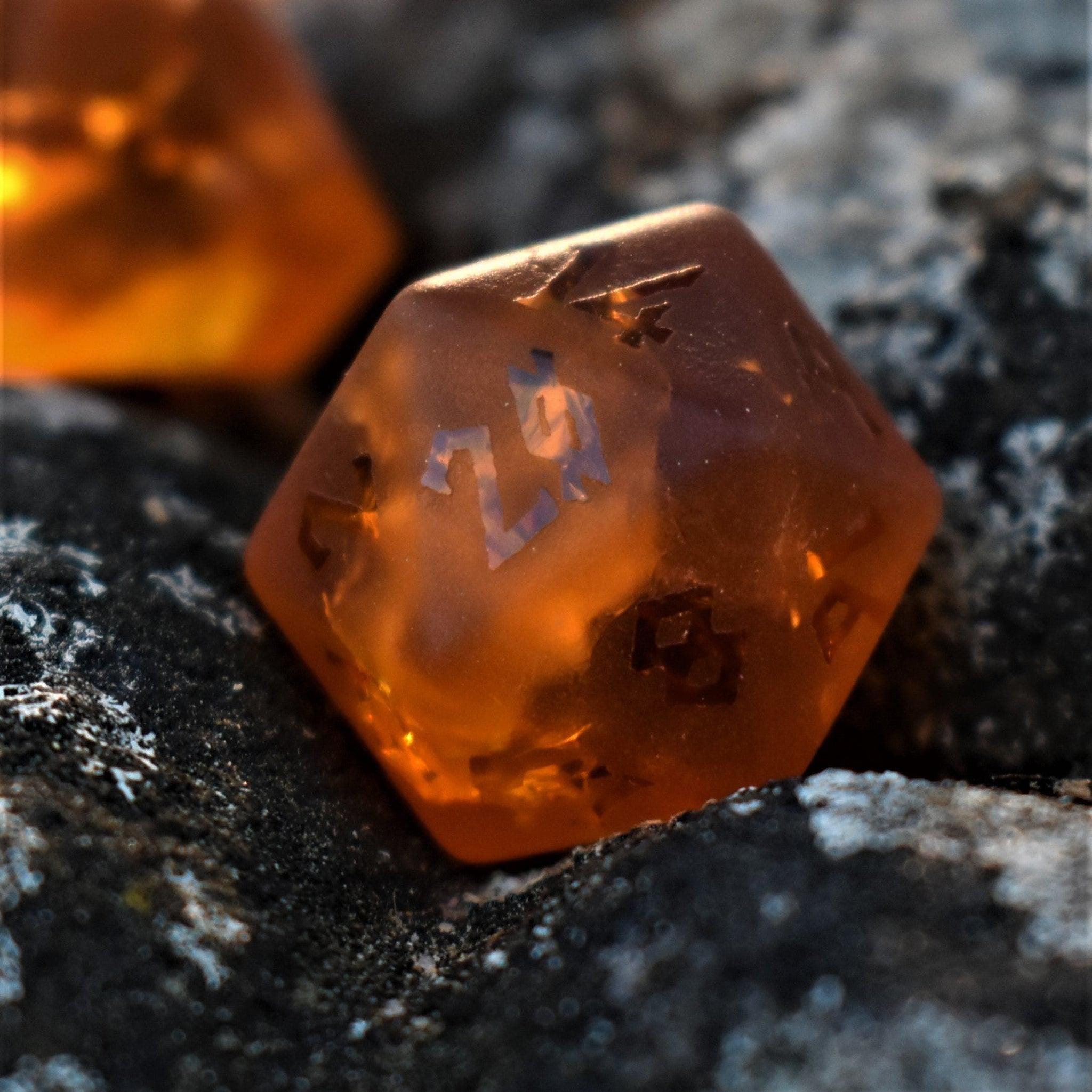 Misty Mountain Gaming Stone/Glass Gates of Helheim Raised Lava Glass Dice Set
