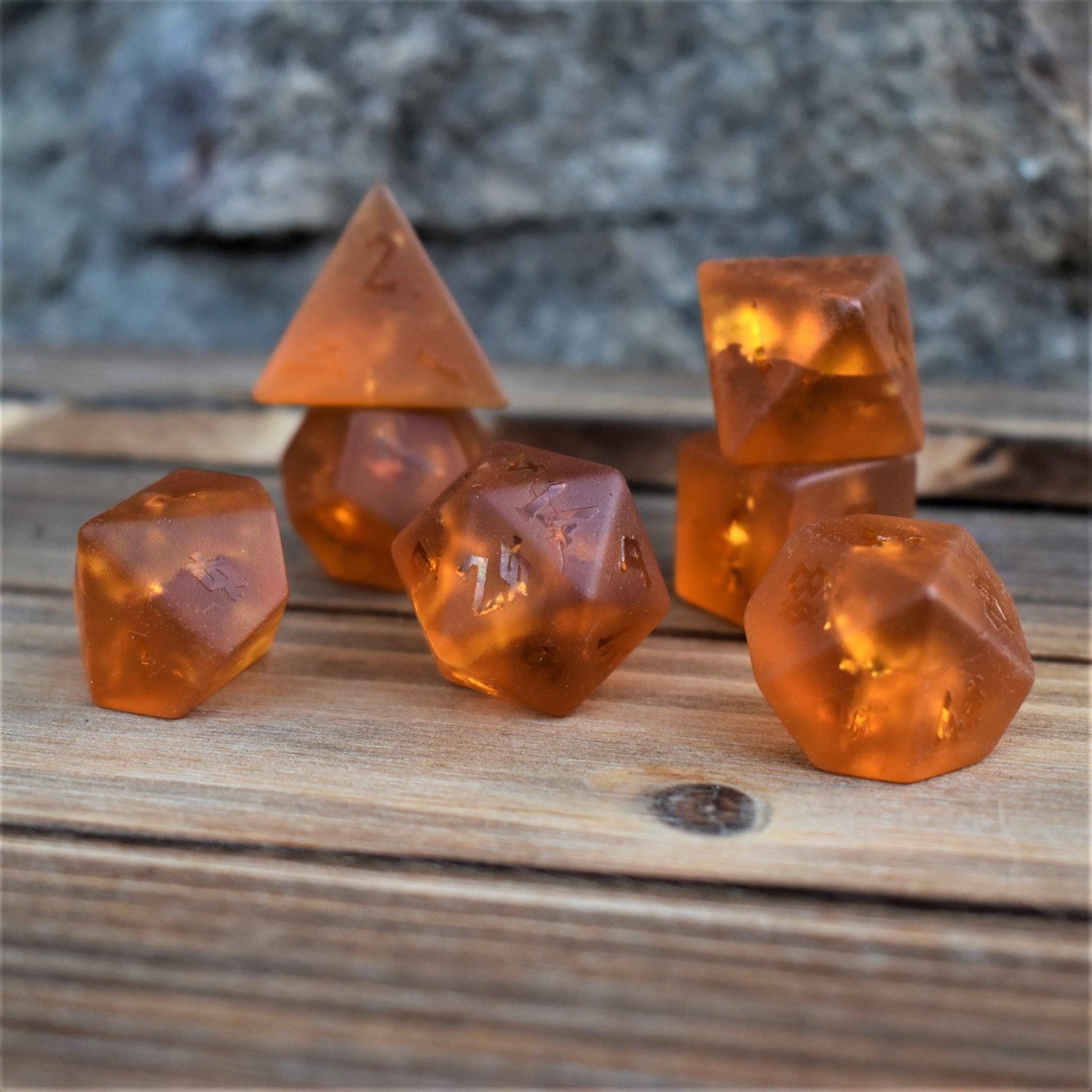 Misty Mountain Gaming Stone/Glass Gates of Helheim Raised Lava Glass Dice Set
