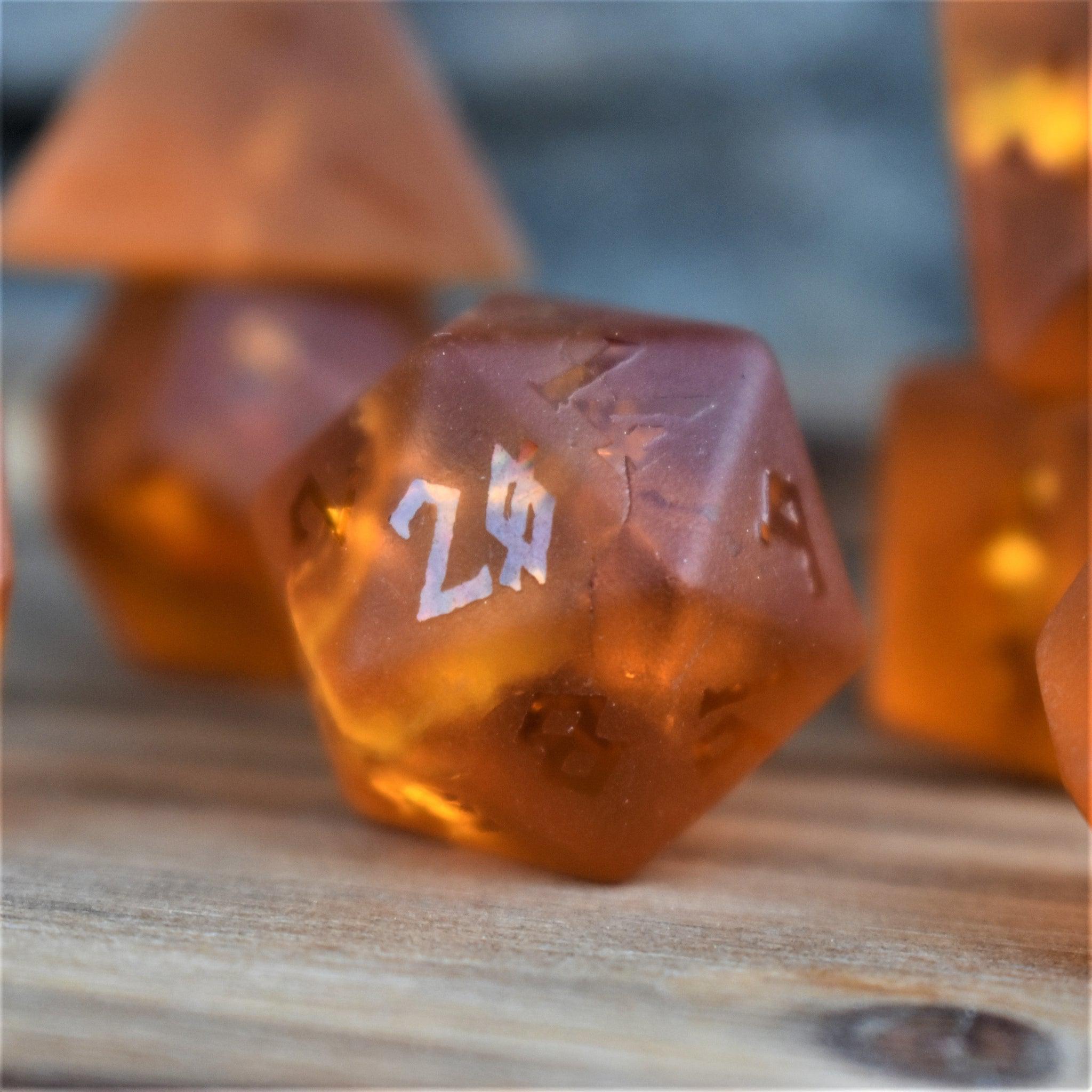 Misty Mountain Gaming Stone/Glass Gates of Helheim Raised Lava Glass Dice Set
