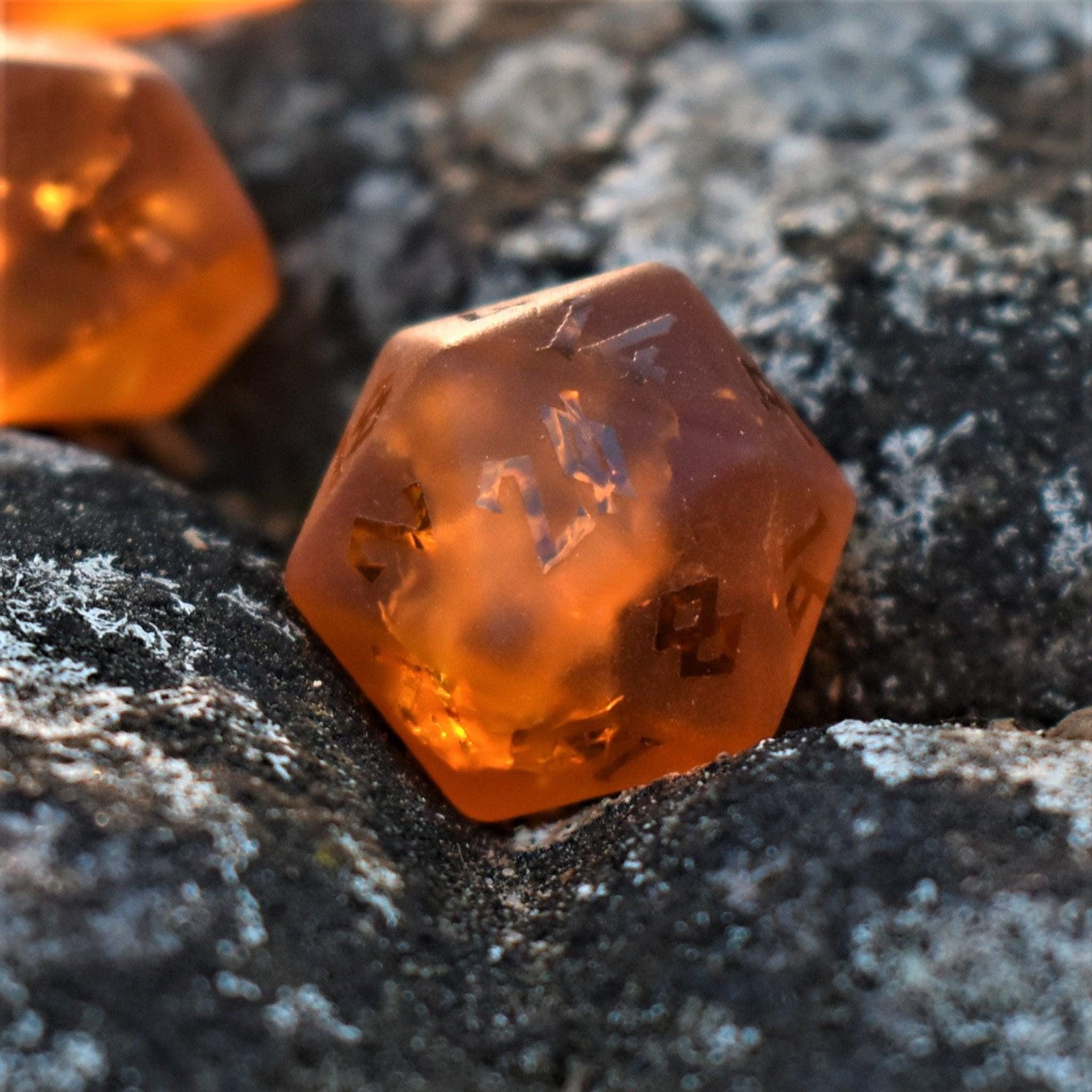Misty Mountain Gaming Stone/Glass Gates of Helheim Raised Lava Glass Dice Set