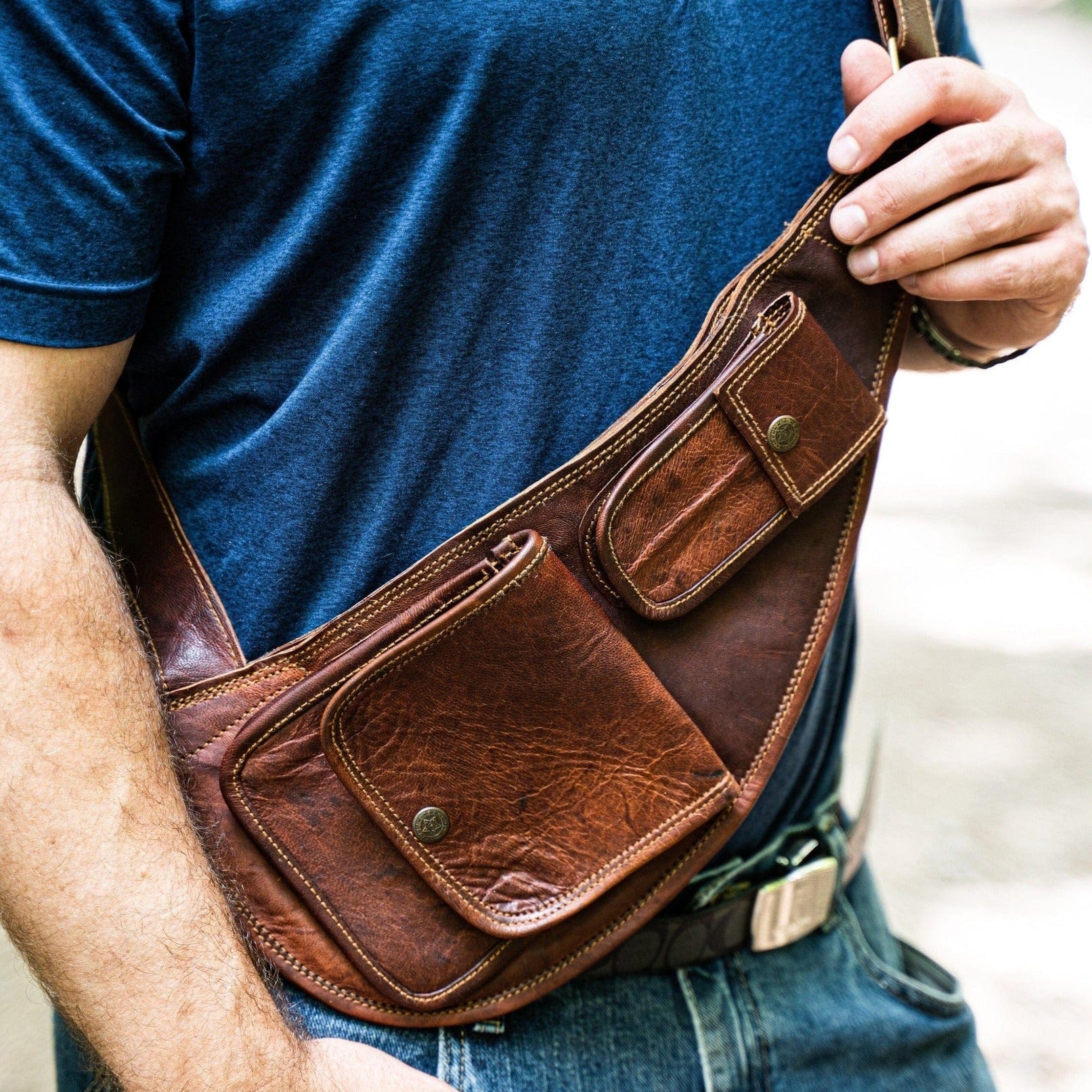 Misty Mountain Gaming leather bag SMALL TAN Goatskin Leather Sling Bag