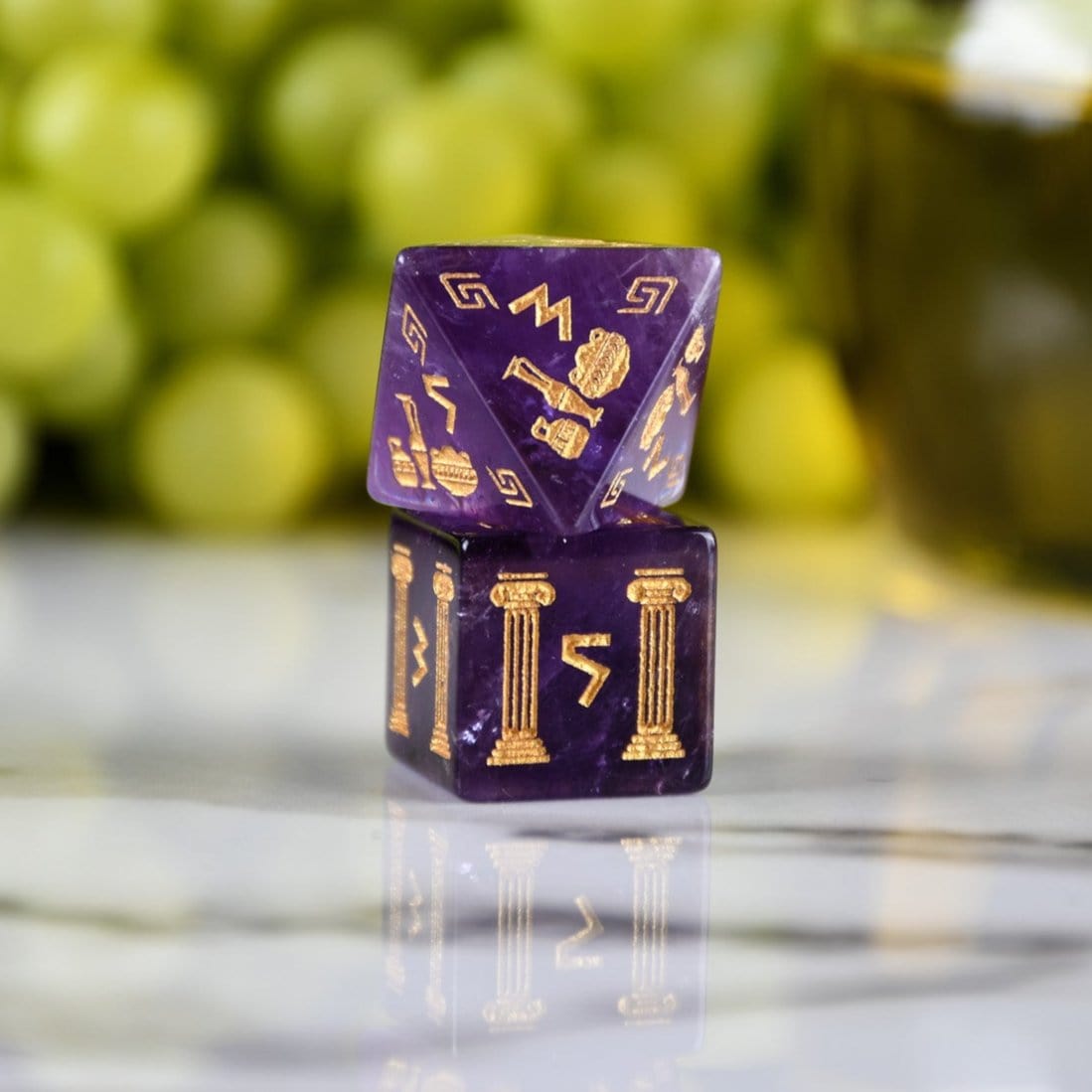 Misty Mountain Gaming Dice Greek Amethyst Stone Dice Set - Dice Around the World Collection