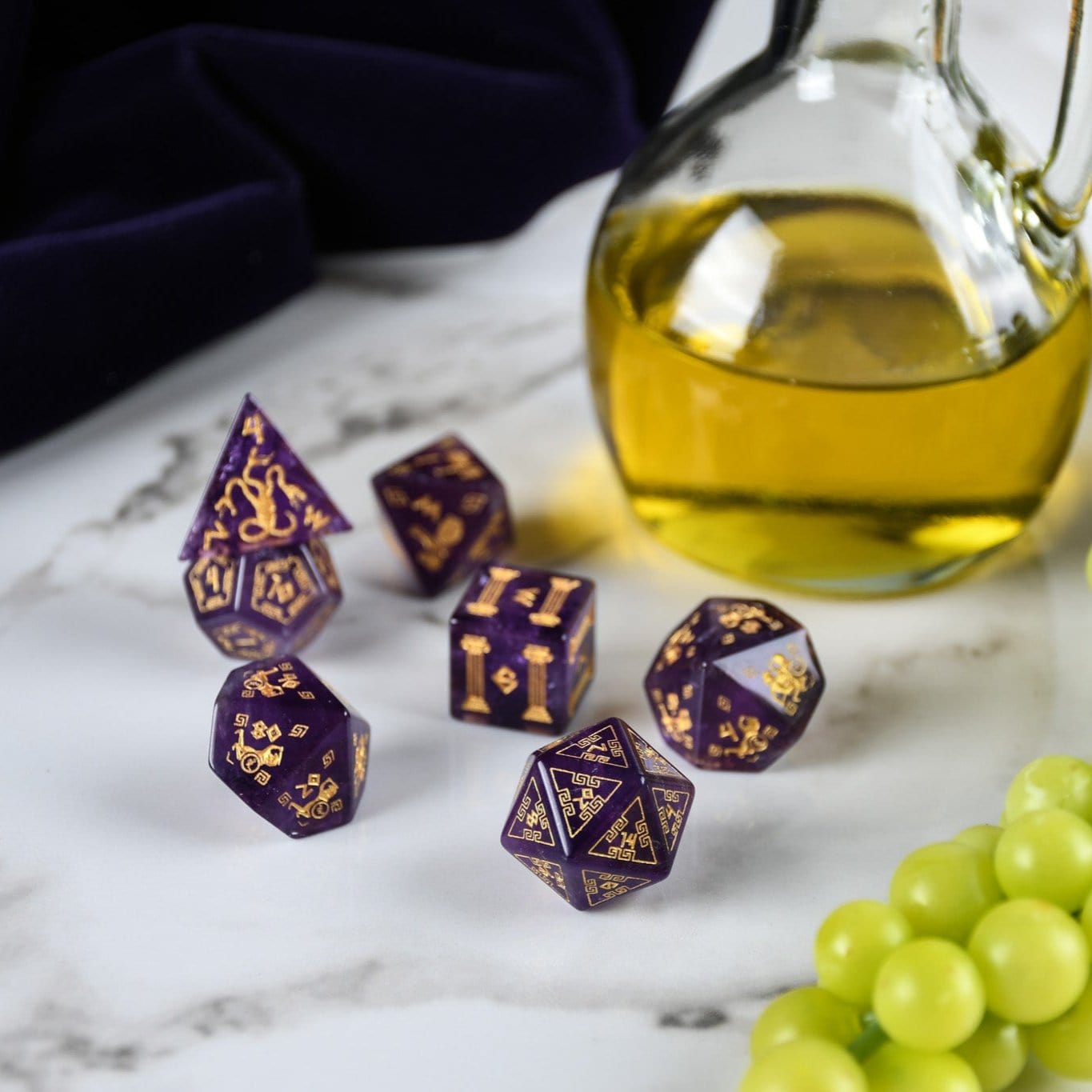Misty Mountain Gaming Dice Greek Amethyst Stone Dice Set - Dice Around the World Collection