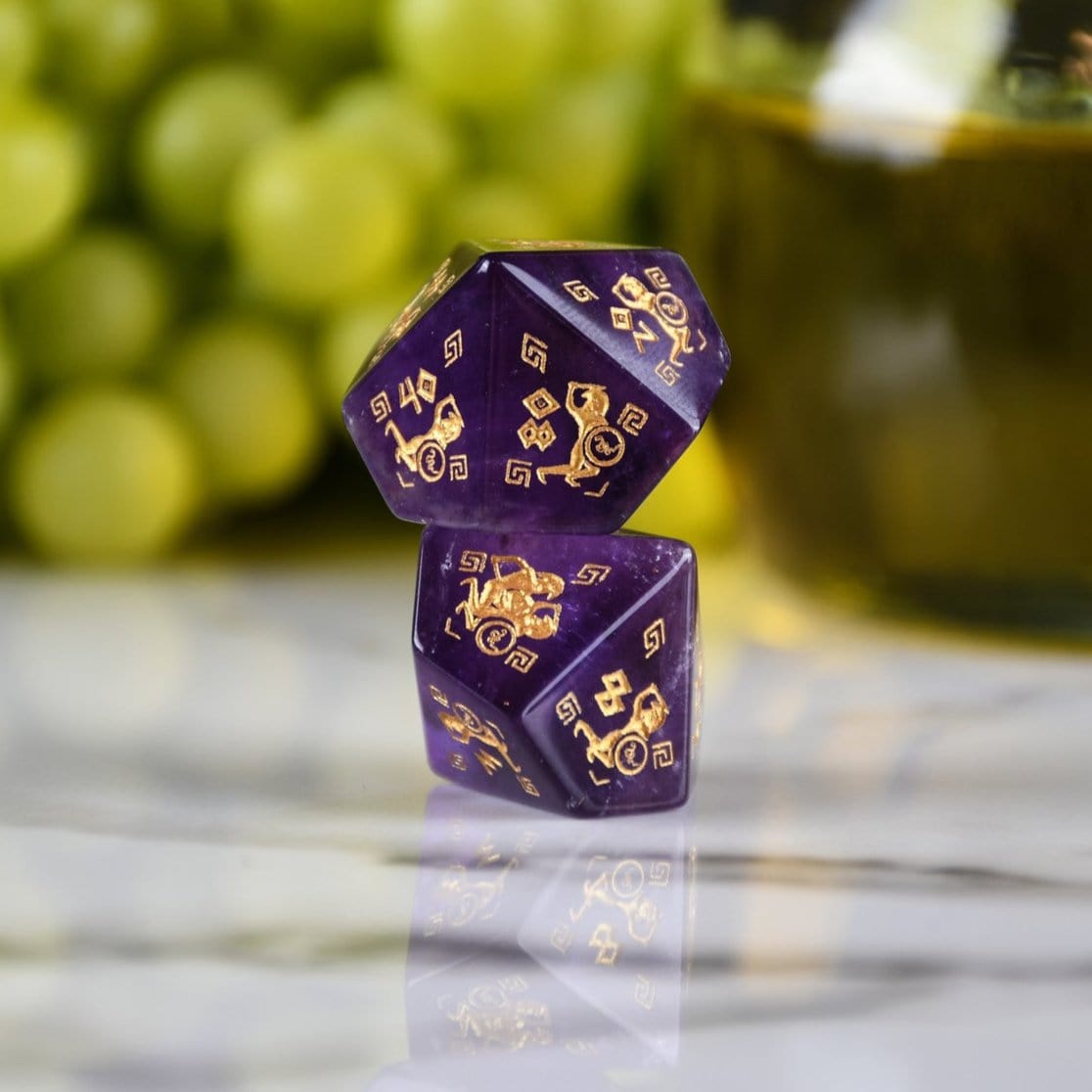 Misty Mountain Gaming Dice Greek Amethyst Stone Dice Set - Dice Around the World Collection