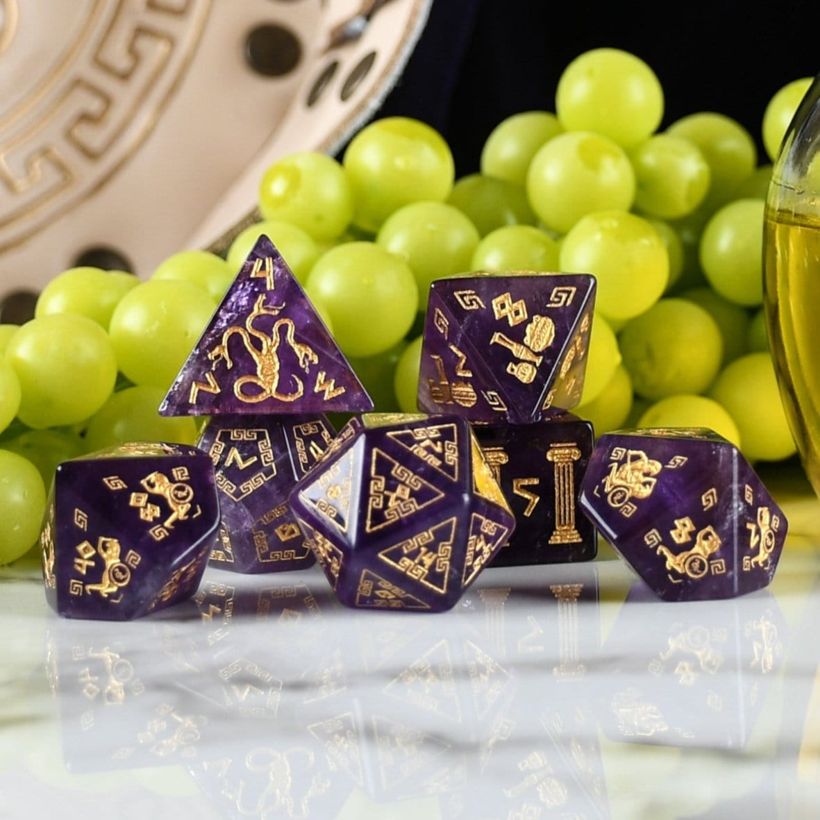 Misty Mountain Gaming Dice Greek Amethyst Stone Dice Set - Dice Around the World Collection