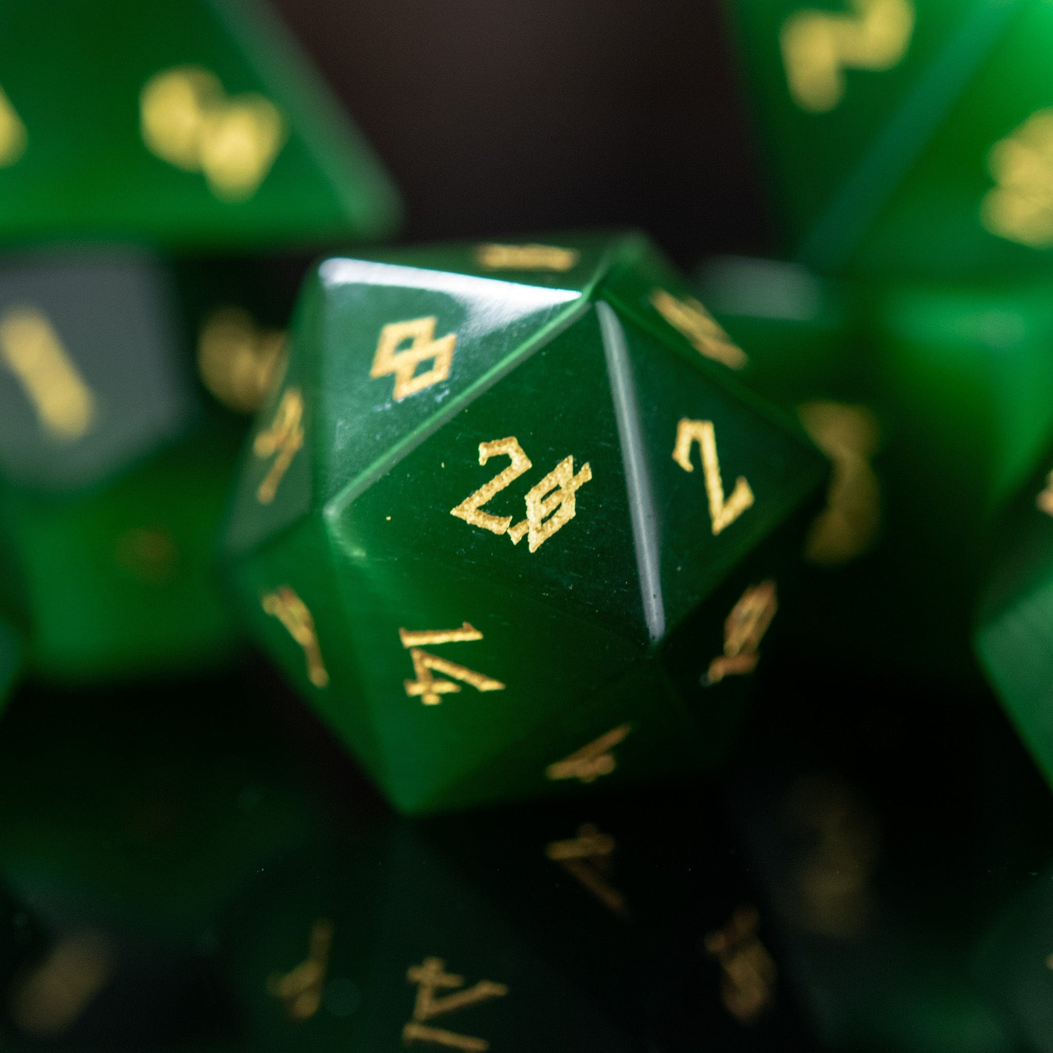 Misty Mountain Gaming Stone/Glass Green Cat's Eye Stone Dice Set