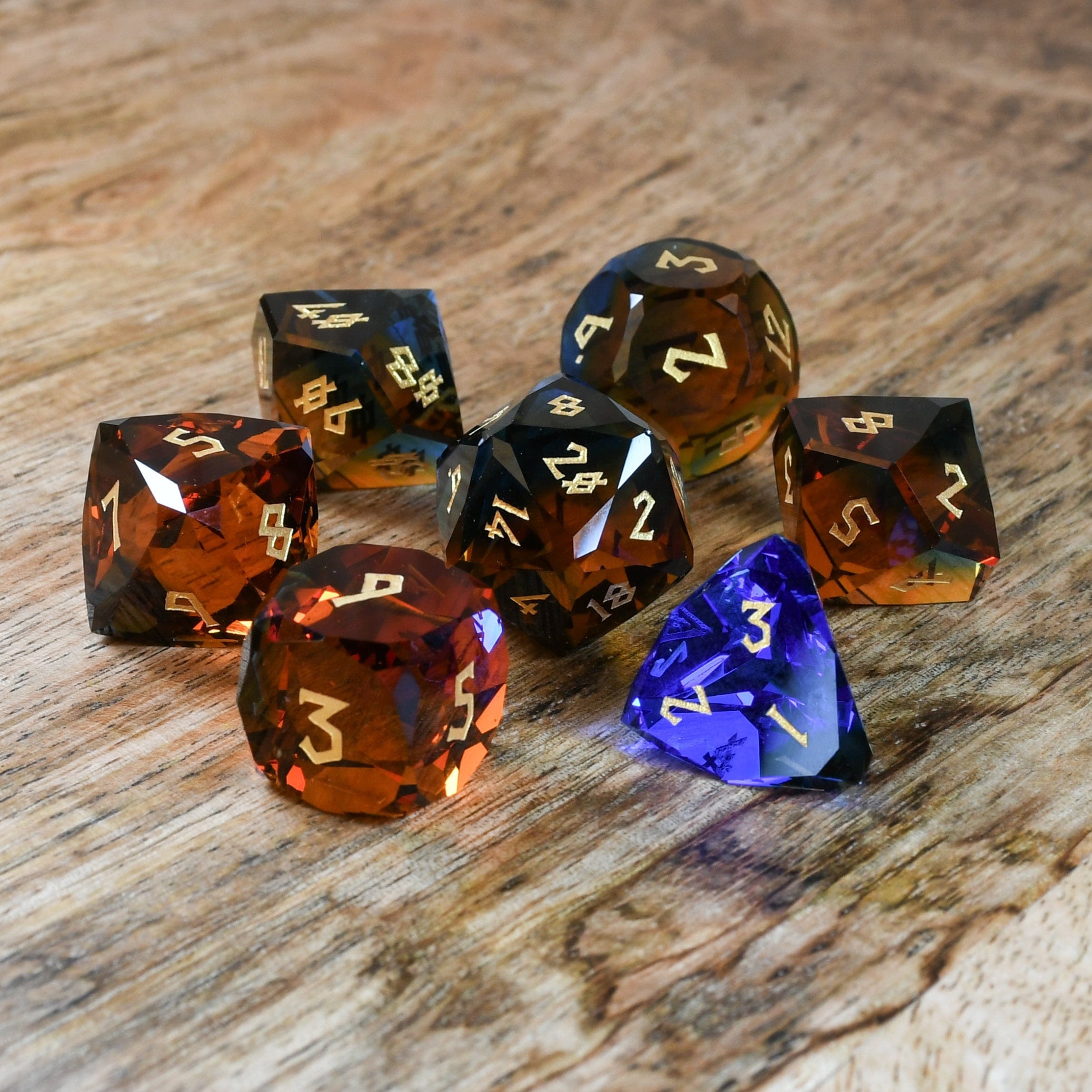 Misty Mountain Gaming Stone/Glass Ice and Fire Multifaceted Glass Dice Set
