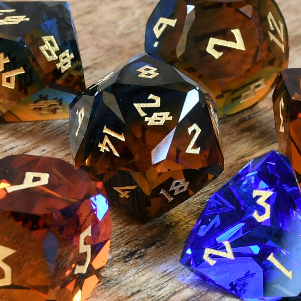 Misty Mountain Gaming Stone/Glass Ice and Fire Multifaceted Glass Dice Set