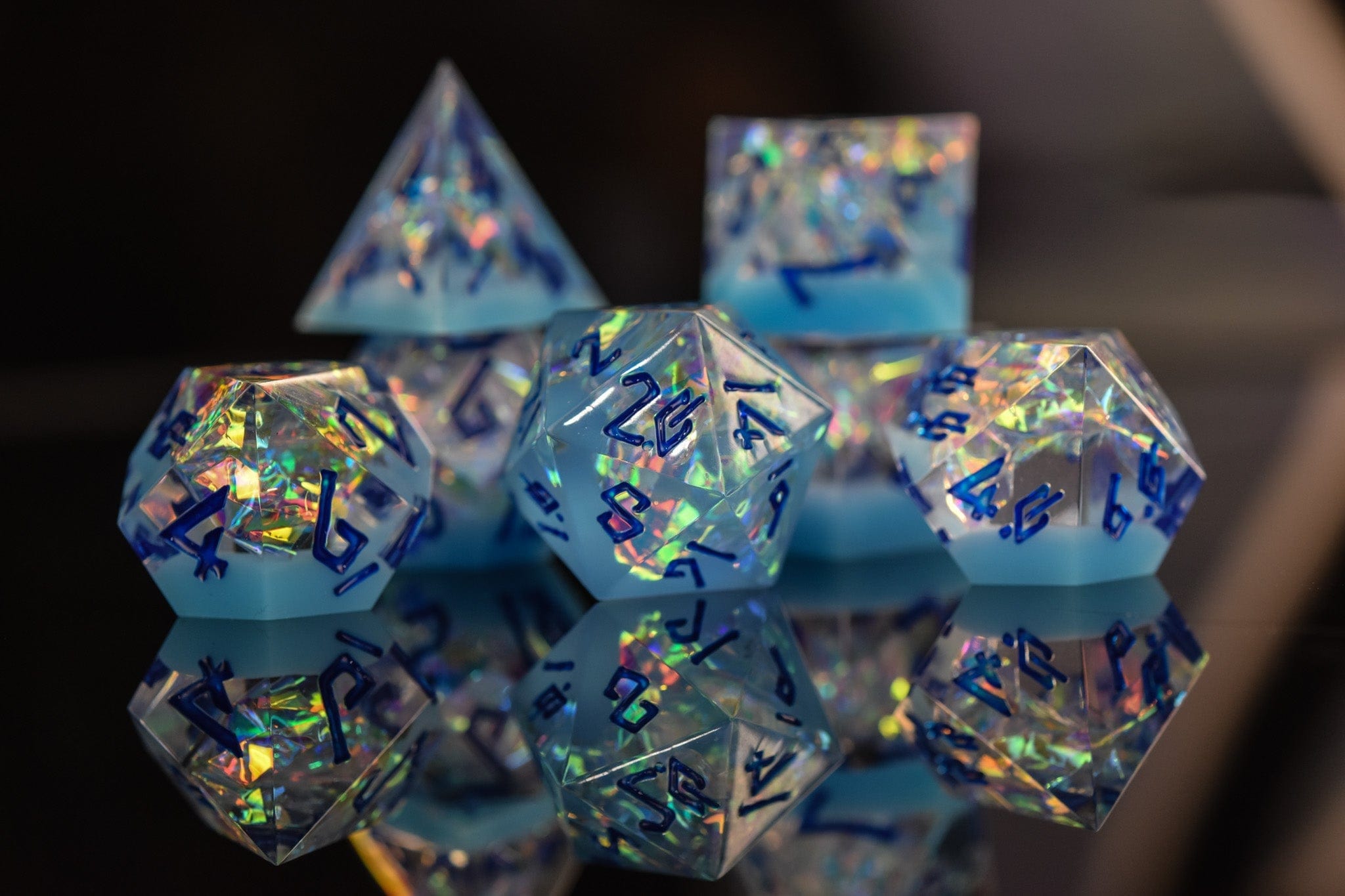 Misty Mountain Gaming Resin Ice Storm Sharp-Edged Resin Dice Set