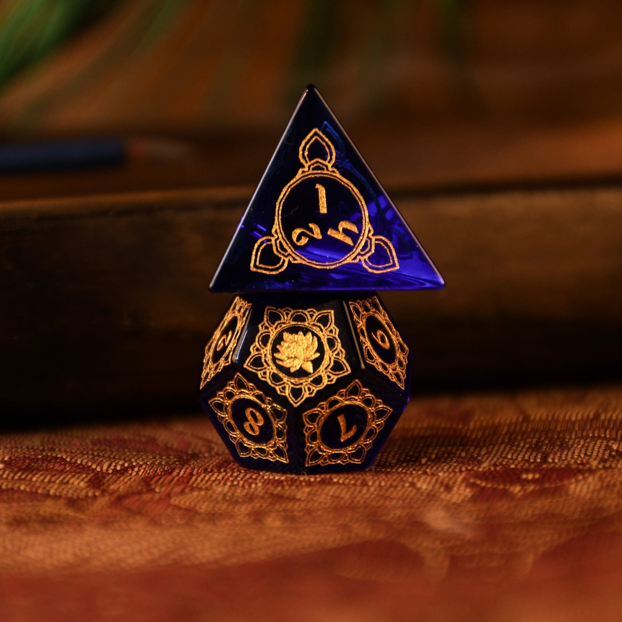 Misty Mountain Gaming Dice Indian Blue Glass Dice Set - Dice Around the World Collection