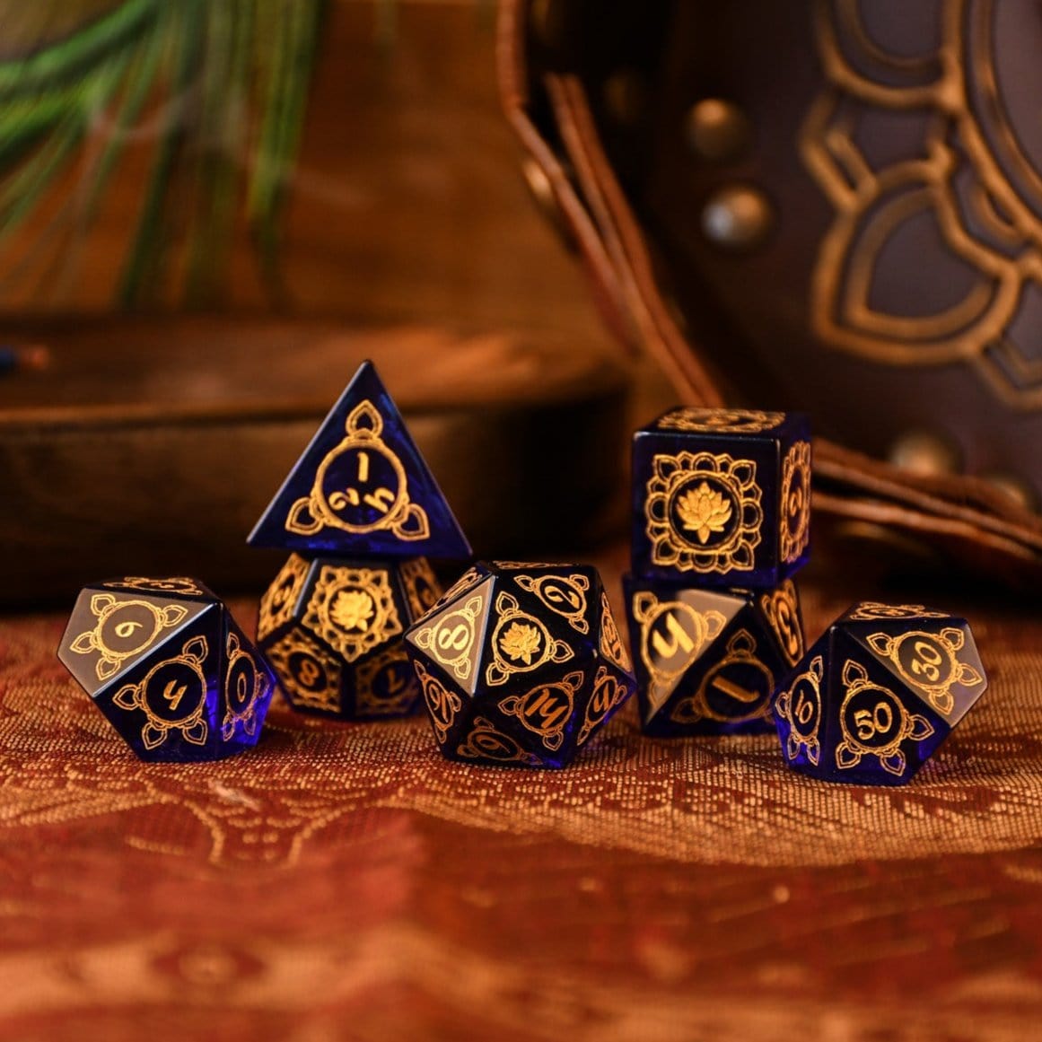 Misty Mountain Gaming Dice Indian Blue Glass Dice Set - Dice Around the World Collection