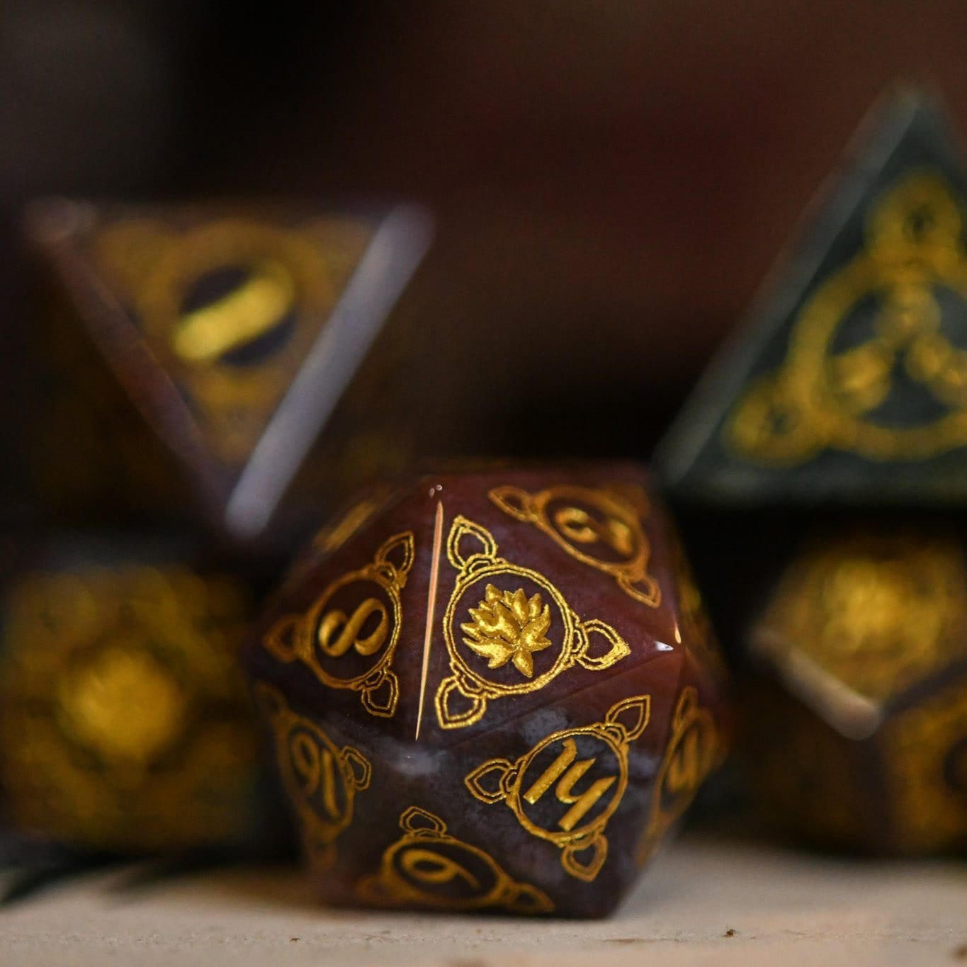 Misty Mountain Gaming Dice Indian, Indian Agate Stone Dice Set - Dice Around the World Collection