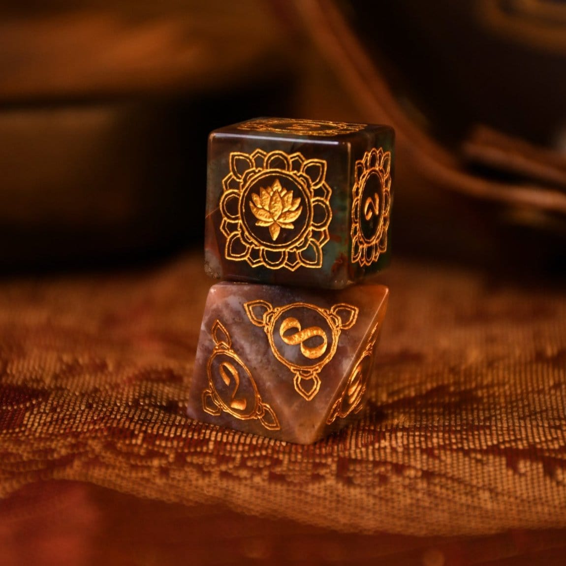 Misty Mountain Gaming Dice Indian, Indian Agate Stone Dice Set - Dice Around the World Collection
