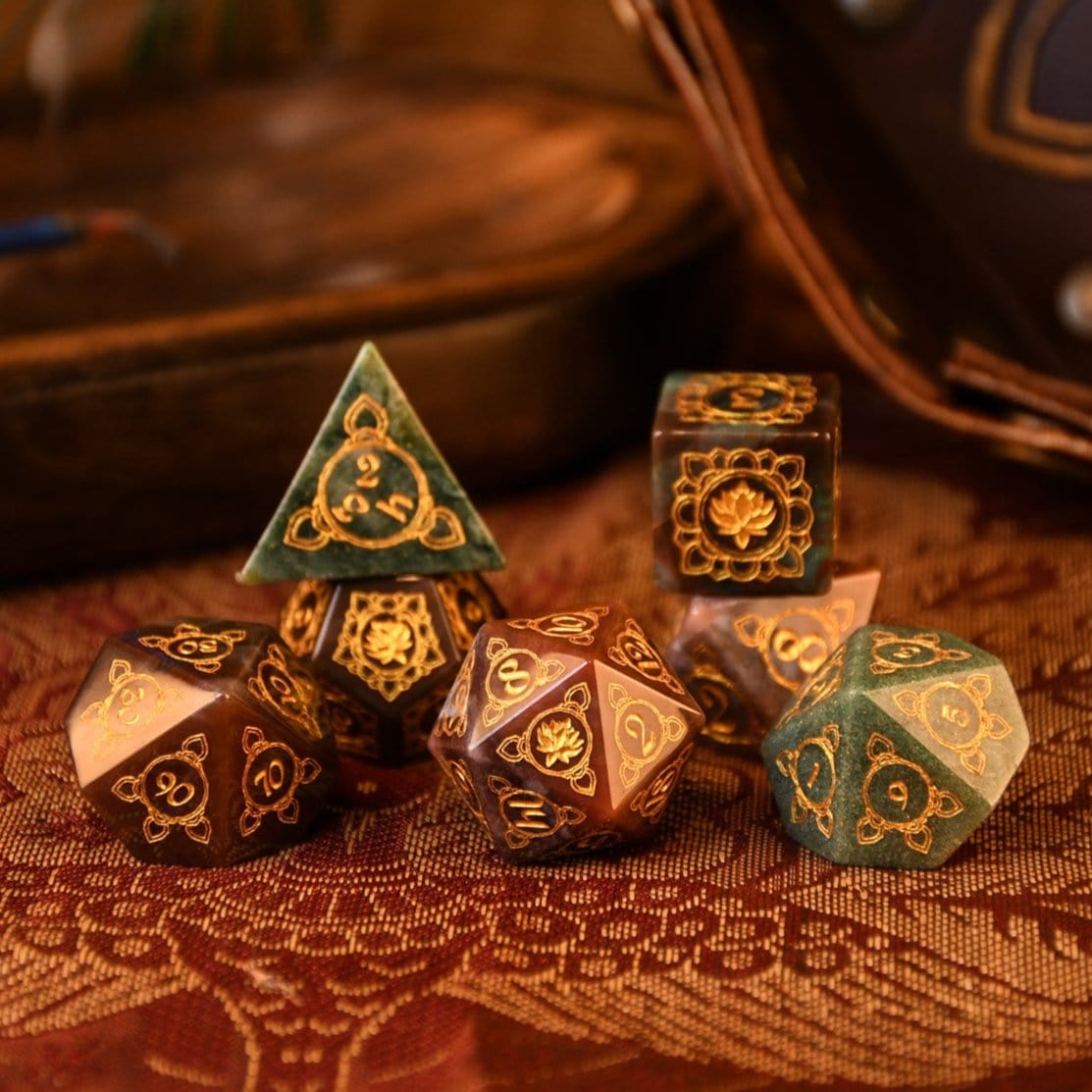 Misty Mountain Gaming Dice Indian, Indian Agate Stone Dice Set - Dice Around the World Collection