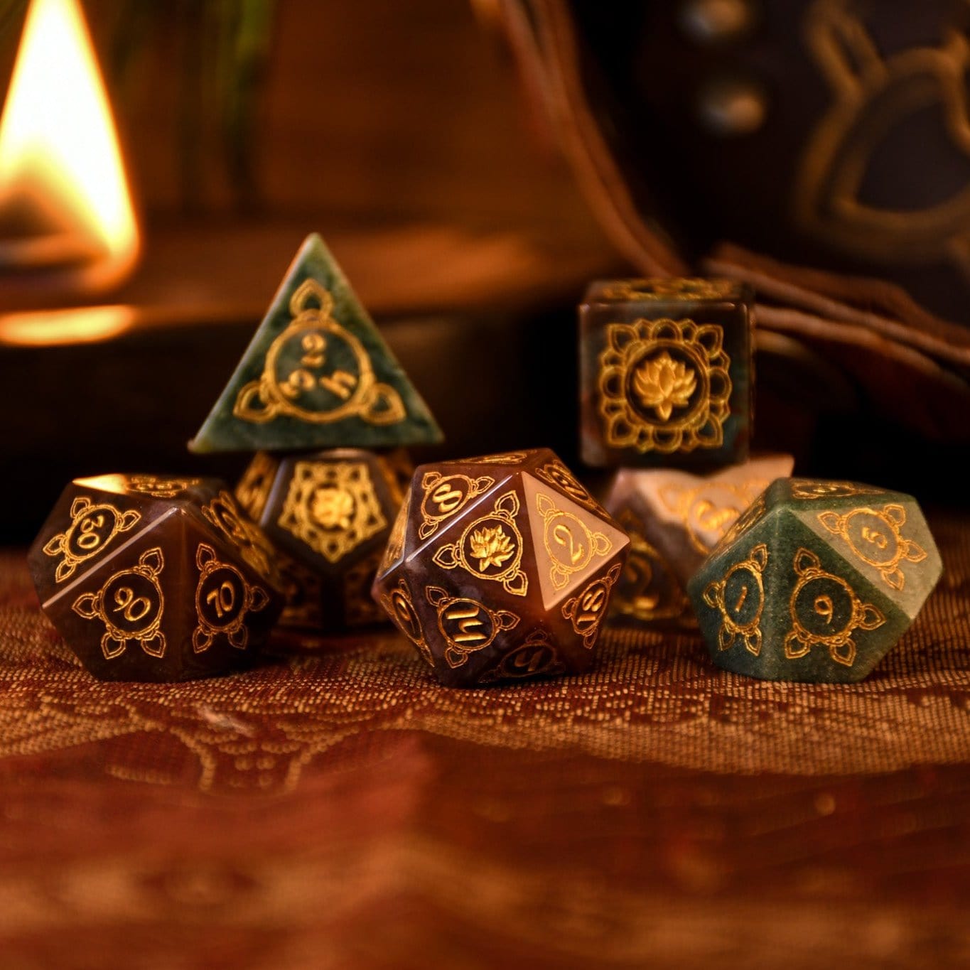 Misty Mountain Gaming Dice Indian, Indian Agate Stone Dice Set - Dice Around the World Collection