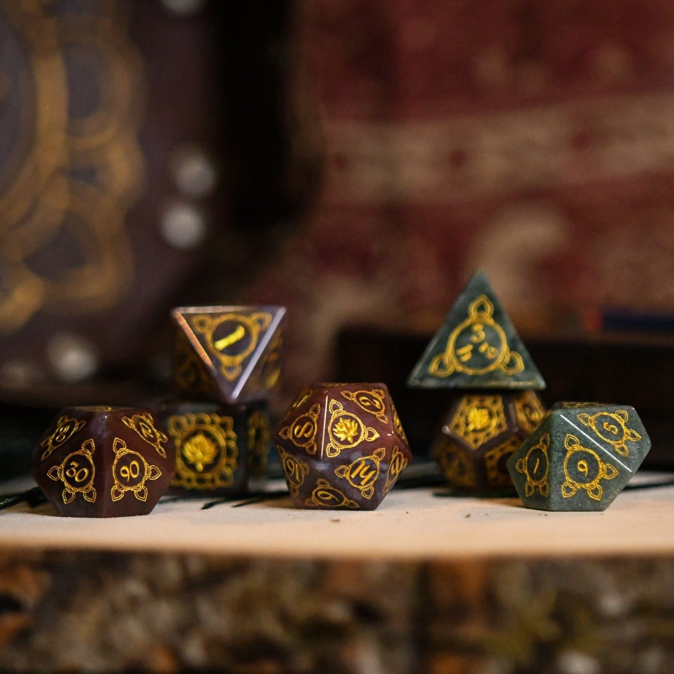 Misty Mountain Gaming Dice Indian, Indian Agate Stone Dice Set - Dice Around the World Collection