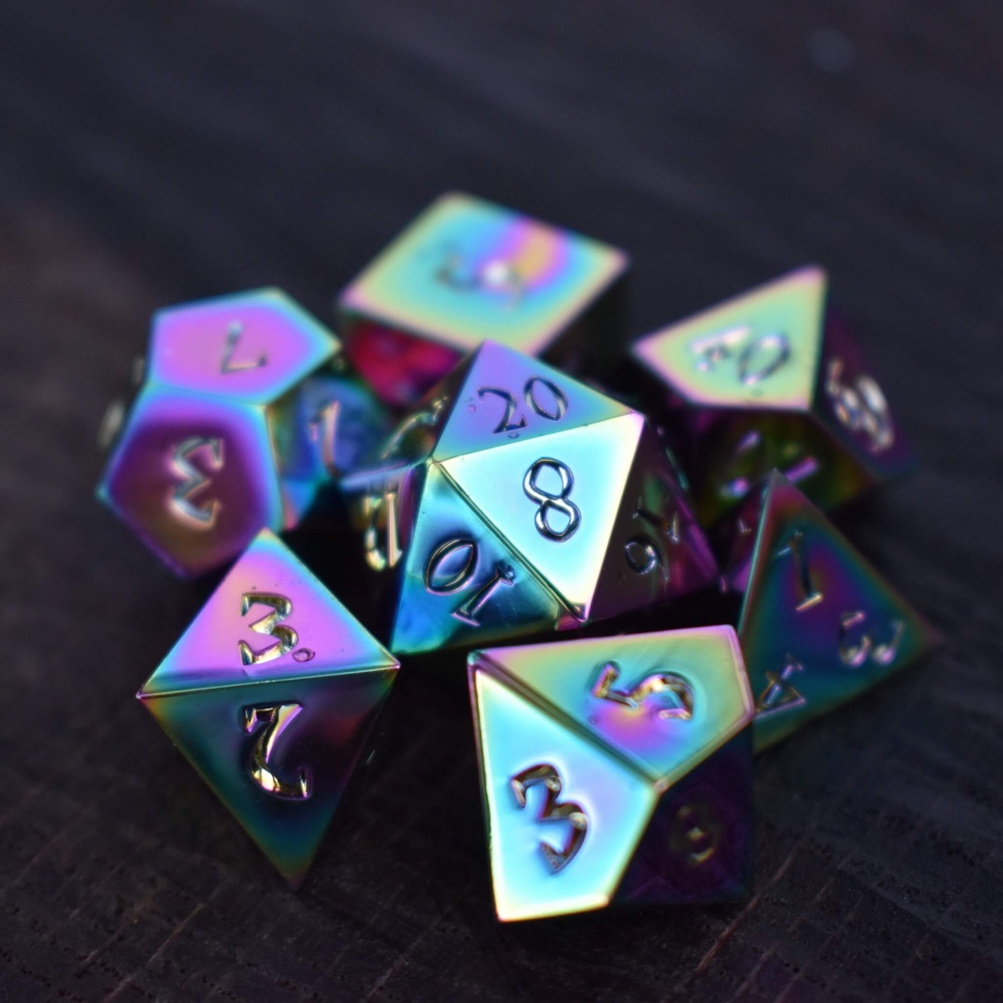 Misty Mountain Gaming Metal Iridescent Sharp-Edged Metal Dice Set