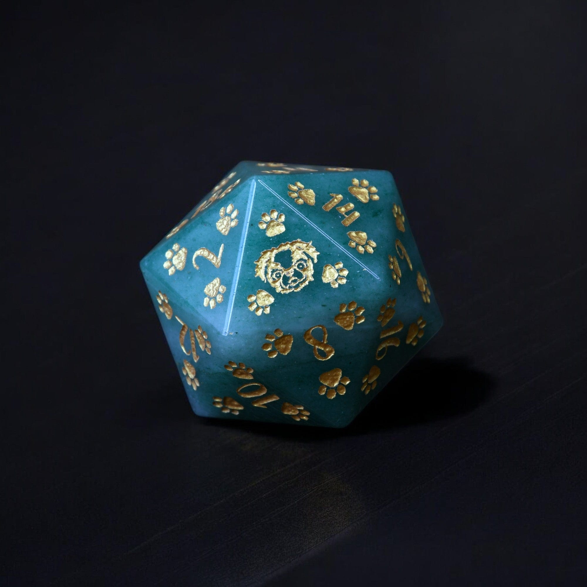 Misty Mountain Gaming DICE Japanese Chin Puppy Paws Aventurine 30mm D20