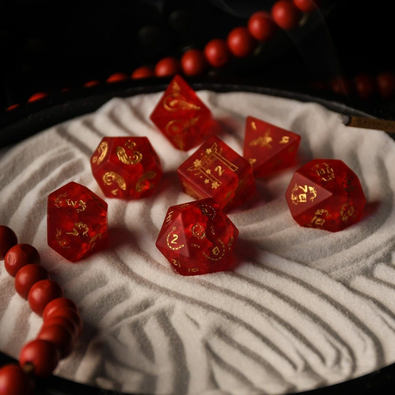 Misty Mountain Gaming Dice Japanese Frosted Red Glass Dice Set - Dice Around the World Collection