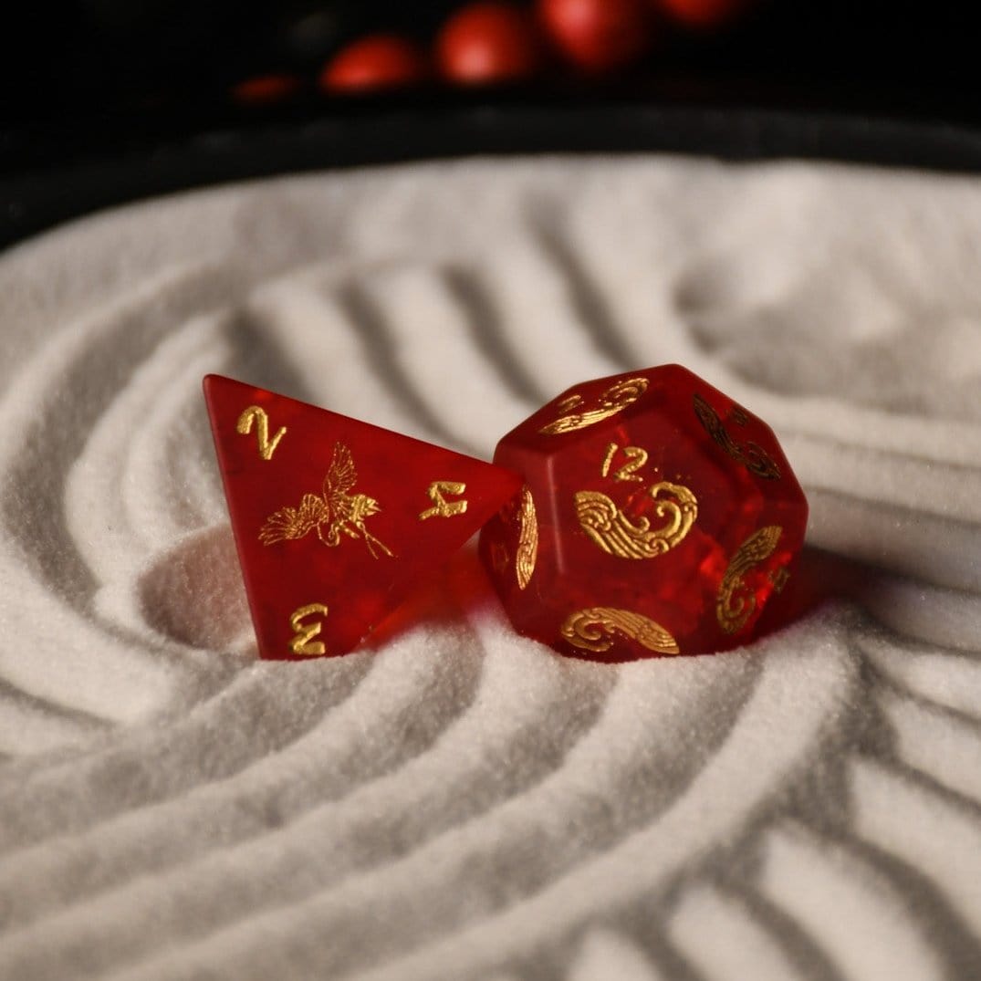 Misty Mountain Gaming Dice Japanese Frosted Red Glass Dice Set - Dice Around the World Collection