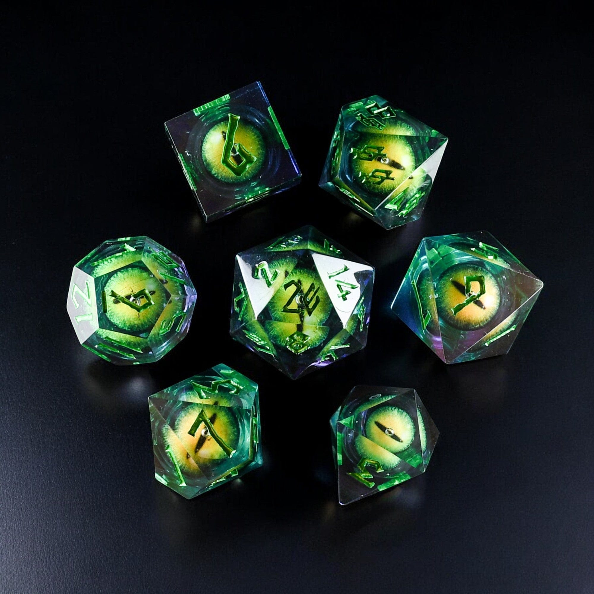 Misty Mountain Gaming Liquid Core Jurassic Green Liquid Core Dice Set