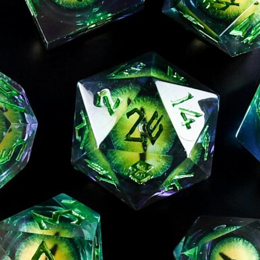 Misty Mountain Gaming Liquid Core Jurassic Green Liquid Core Dice Set