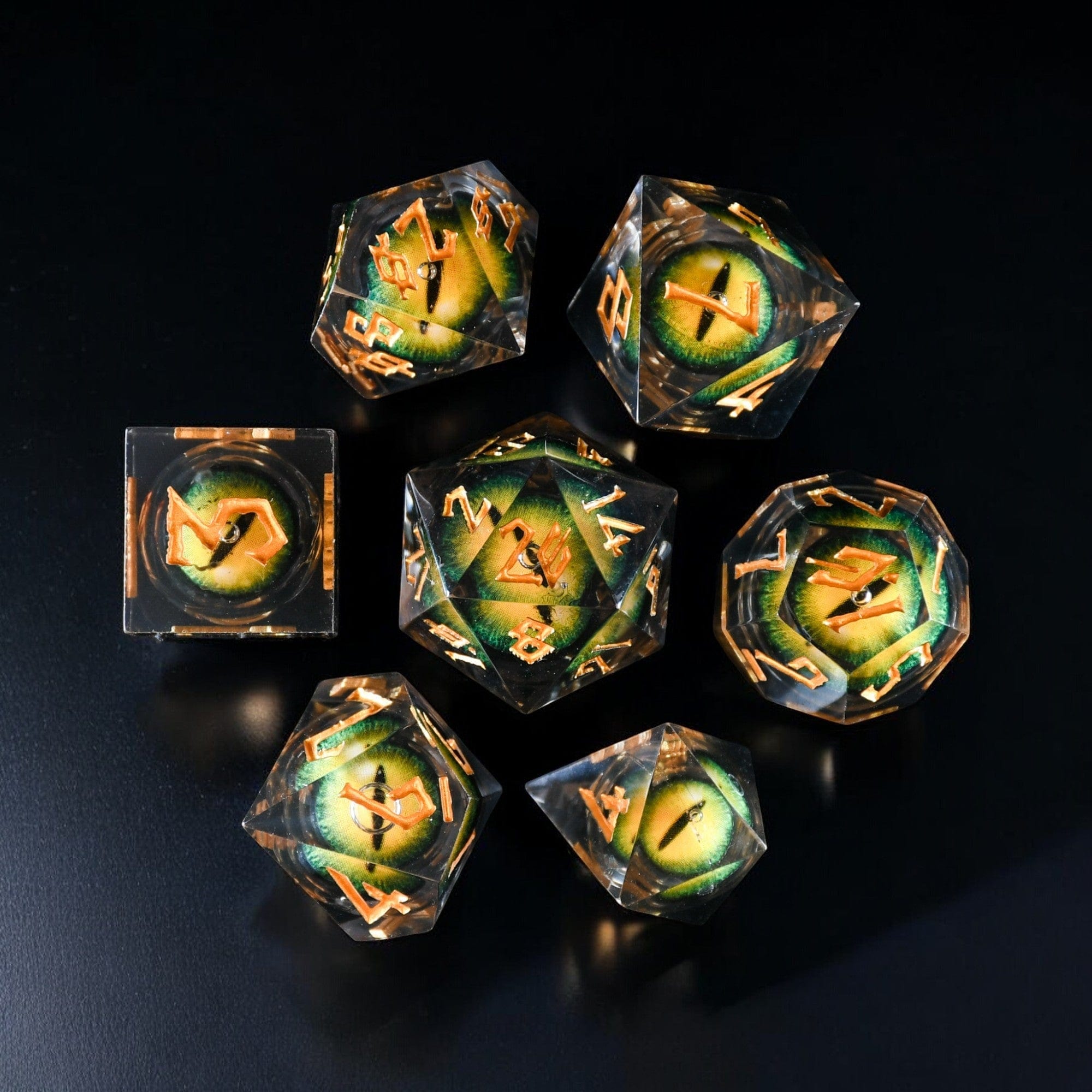 Misty Mountain Gaming Liquid Core Jurassic Yellow Liquid Core Dice Set