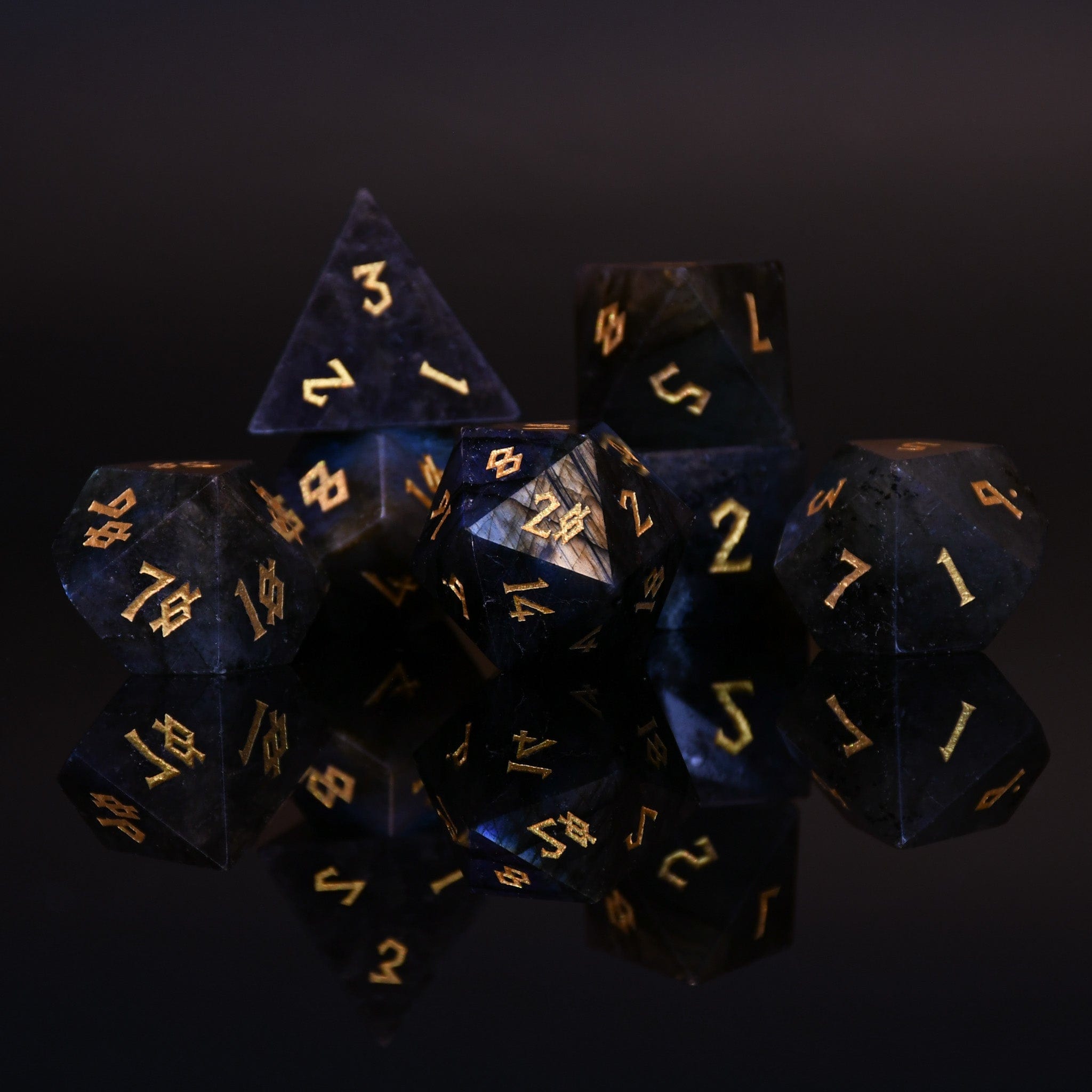 Misty Mountain Gaming Stone/Glass Labradorite "Moonstone" Stone Dice Set