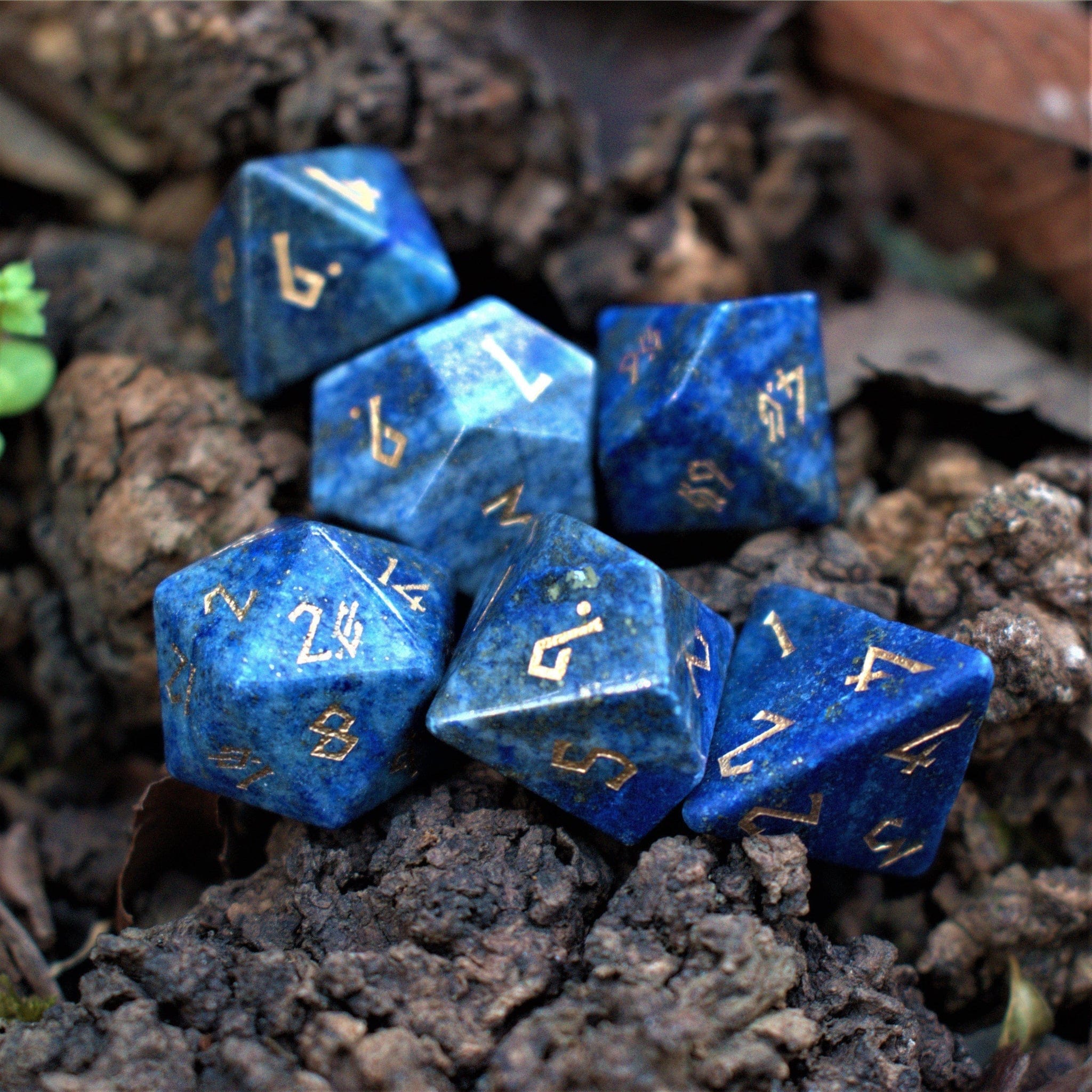 Misty Mountain Gaming Stone/Glass Lapis Lazuli Stone Dice Set