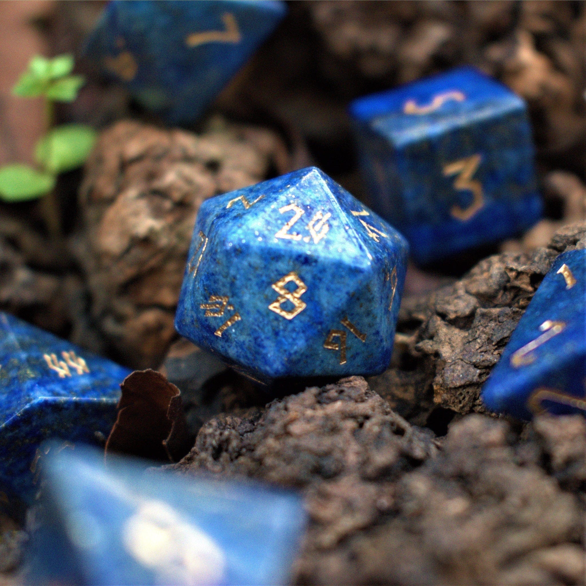 Misty Mountain Gaming Stone/Glass Lapis Lazuli Stone Dice Set