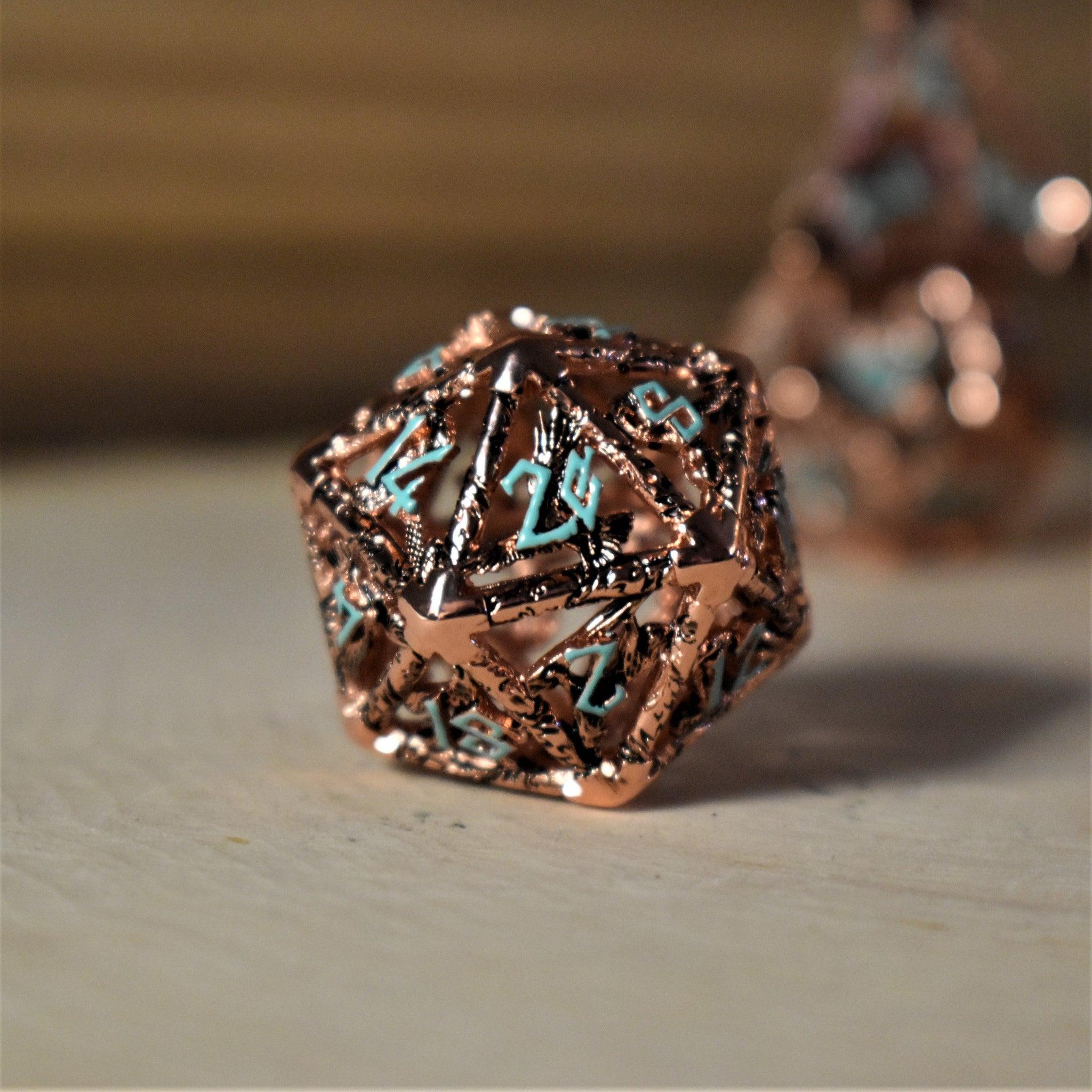 Misty Mountain Gaming hollow Legends of Valhalla - Copper and Blue Hollow Metal Dice Set