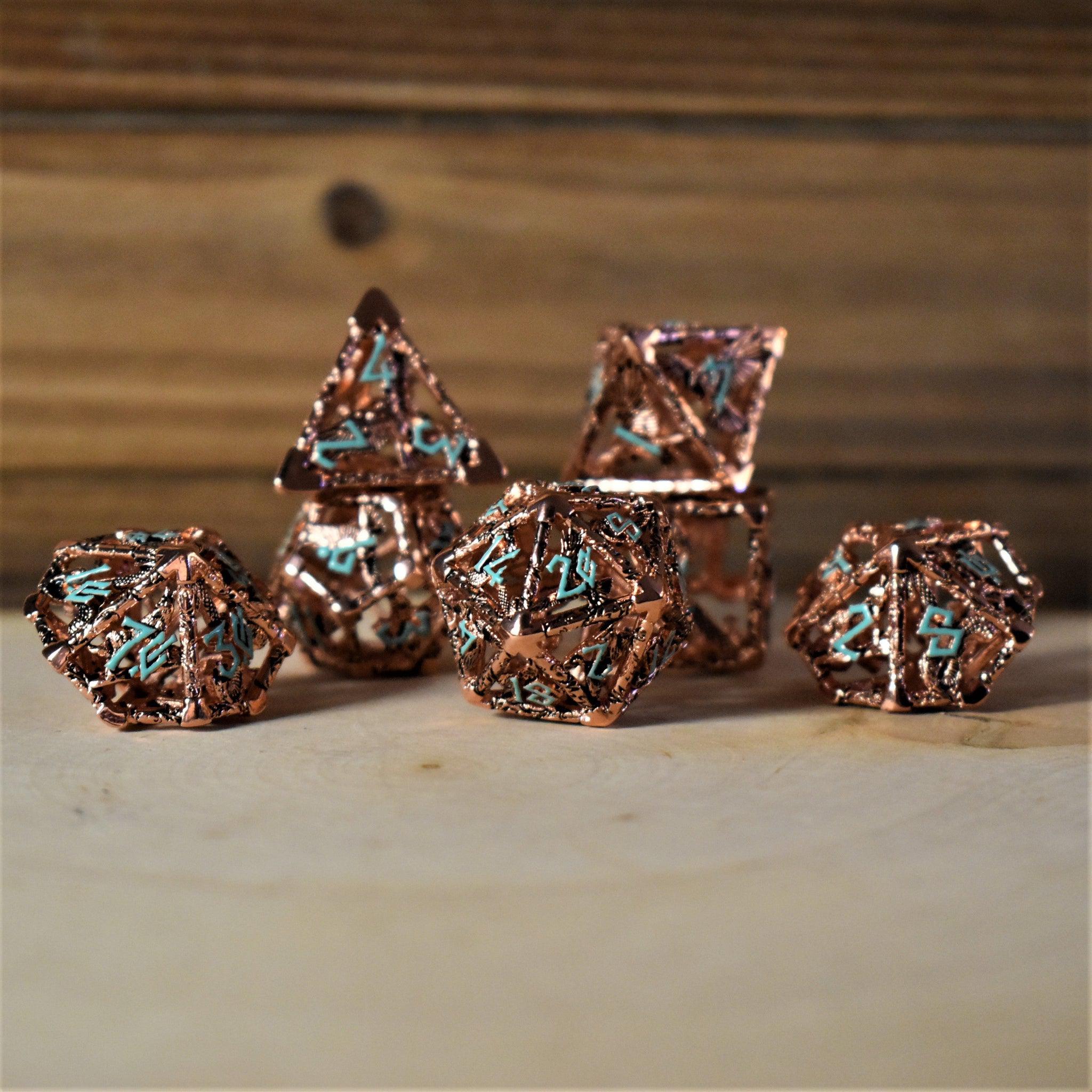 Misty Mountain Gaming hollow Legends of Valhalla - Copper and Blue Hollow Metal Dice Set