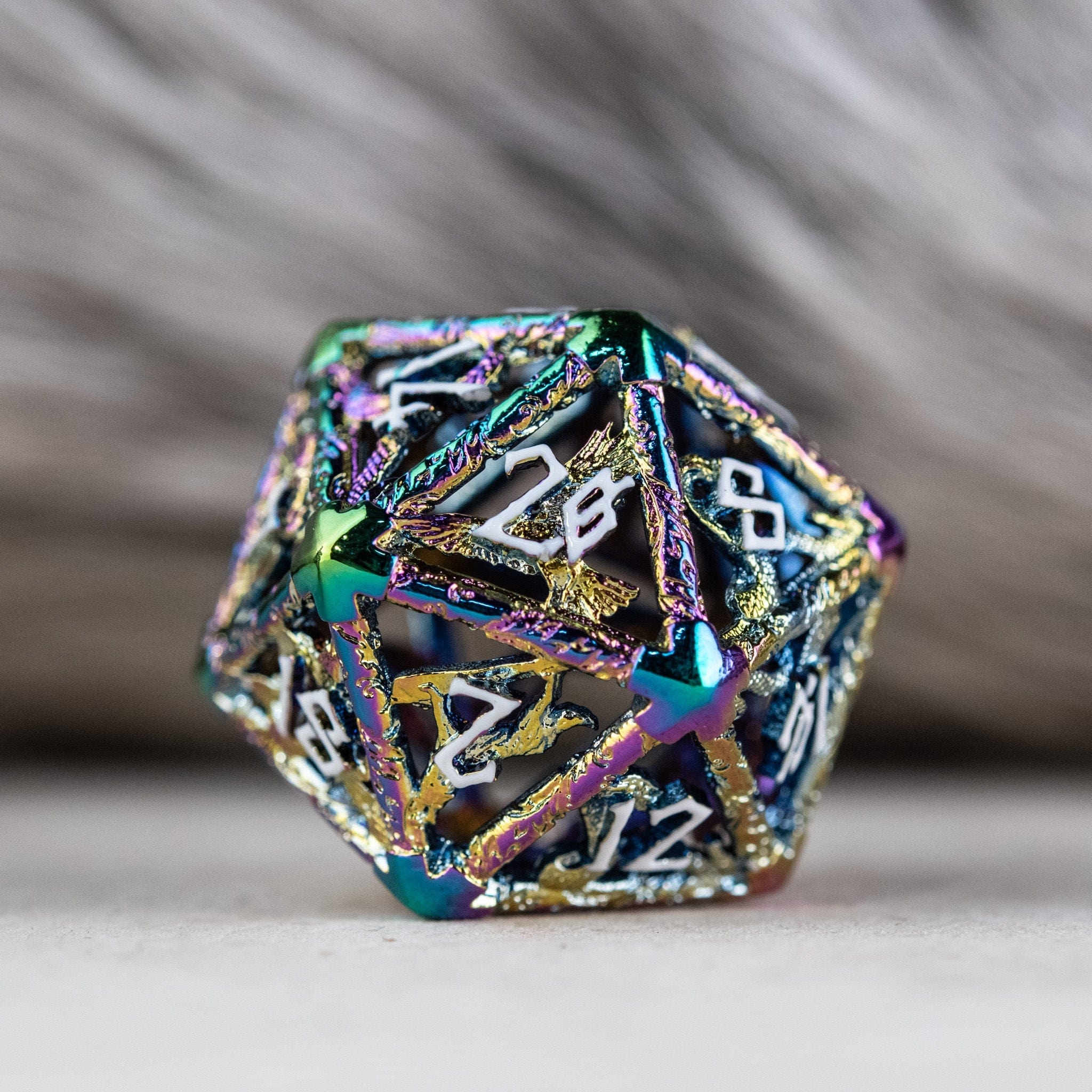Misty Mountain Gaming hollow Legends of Valhalla - Iridescent and White Hollow Metal Dice Set