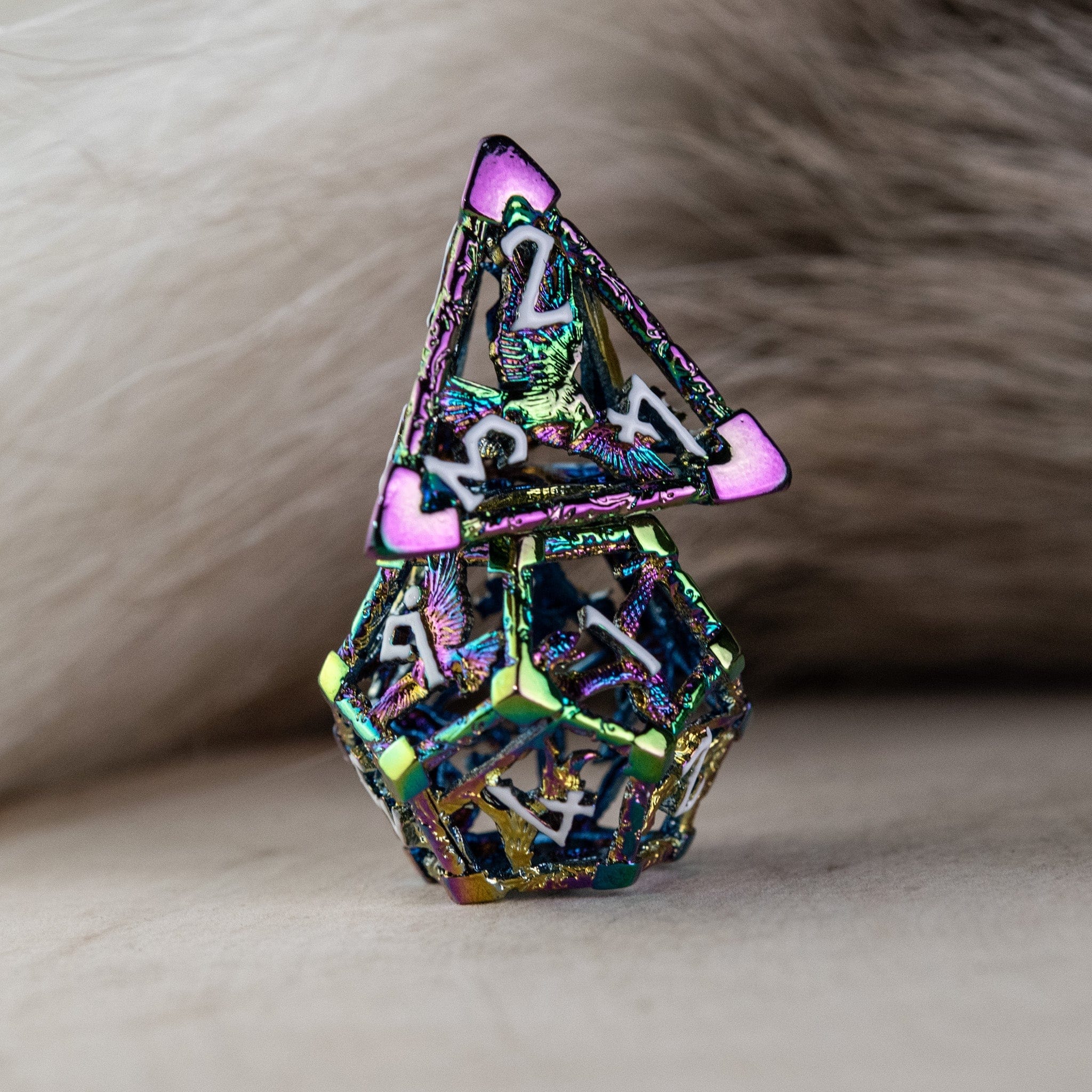 Misty Mountain Gaming hollow Legends of Valhalla - Iridescent and White Hollow Metal Dice Set