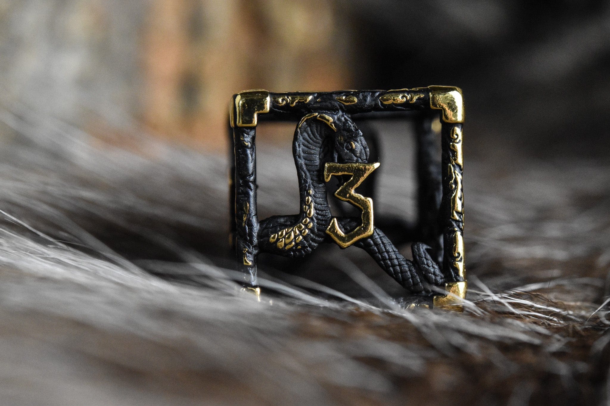 Misty Mountain Gaming DICE Legends of Valhalla - Matte Black and Gold Hollow Metal Dice Set