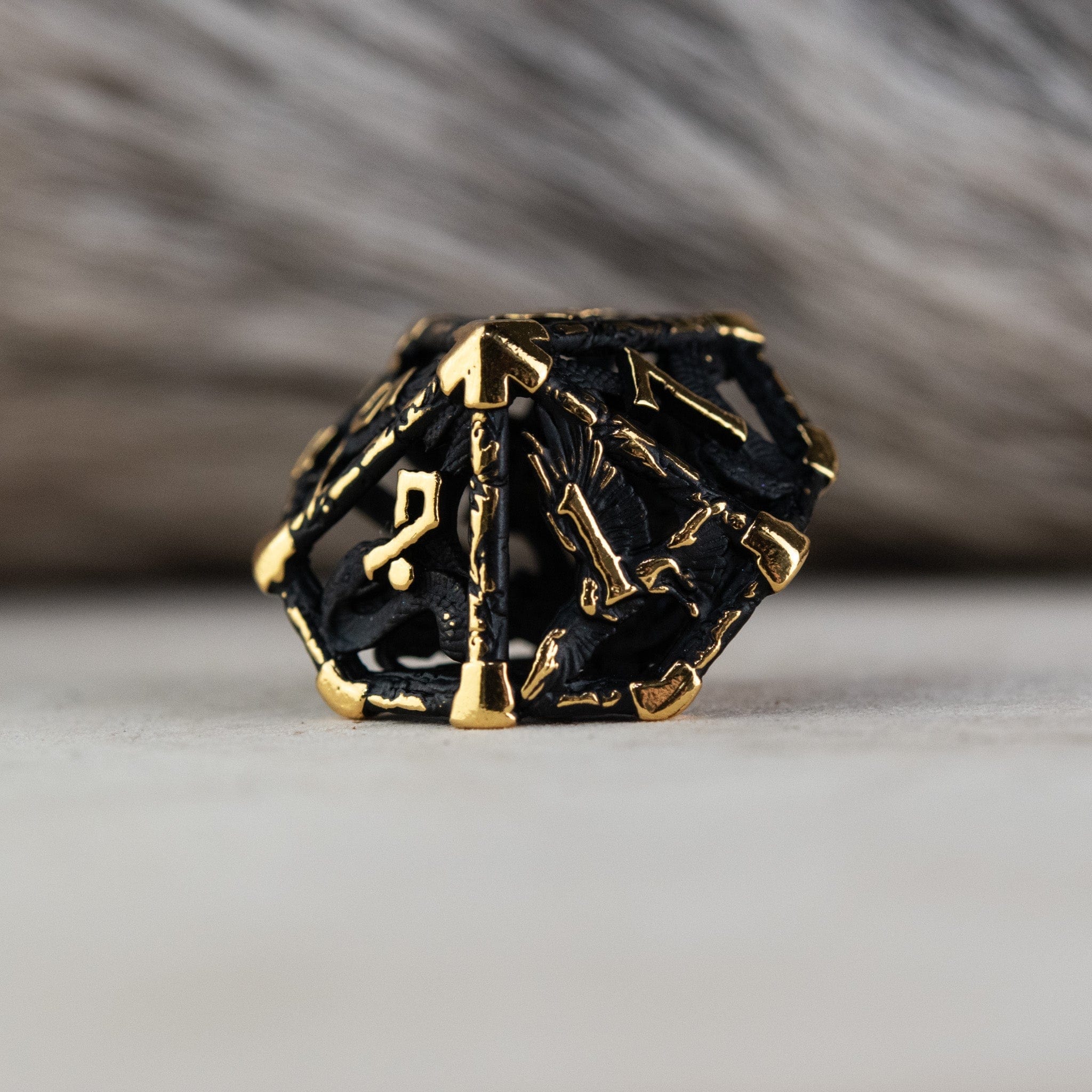 Misty Mountain Gaming DICE Legends of Valhalla - Matte Black and Gold Hollow Metal Dice Set