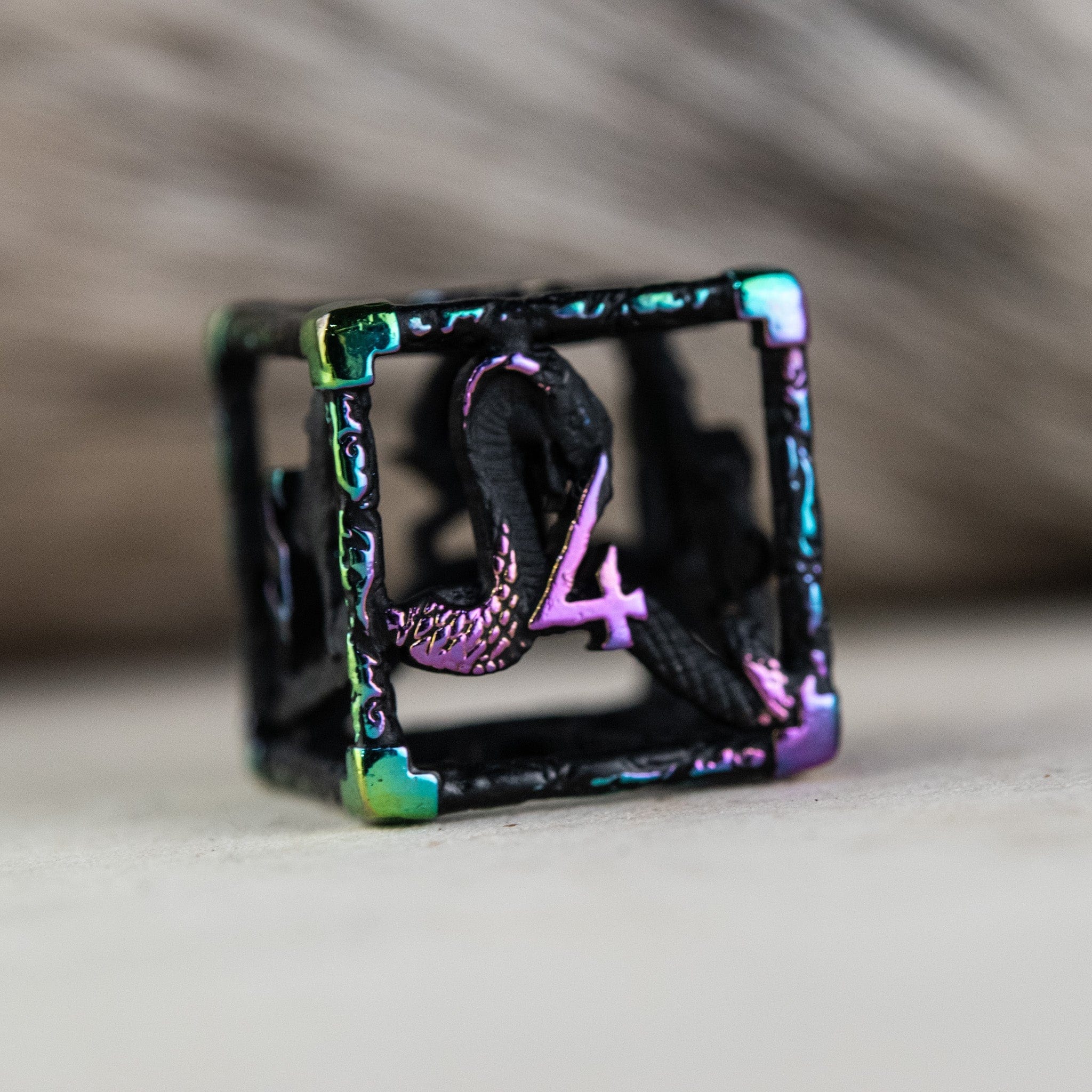 Misty Mountain Gaming DICE Legends of Valhalla - Matte Black and Iridescent Hollow Metal Dice Set