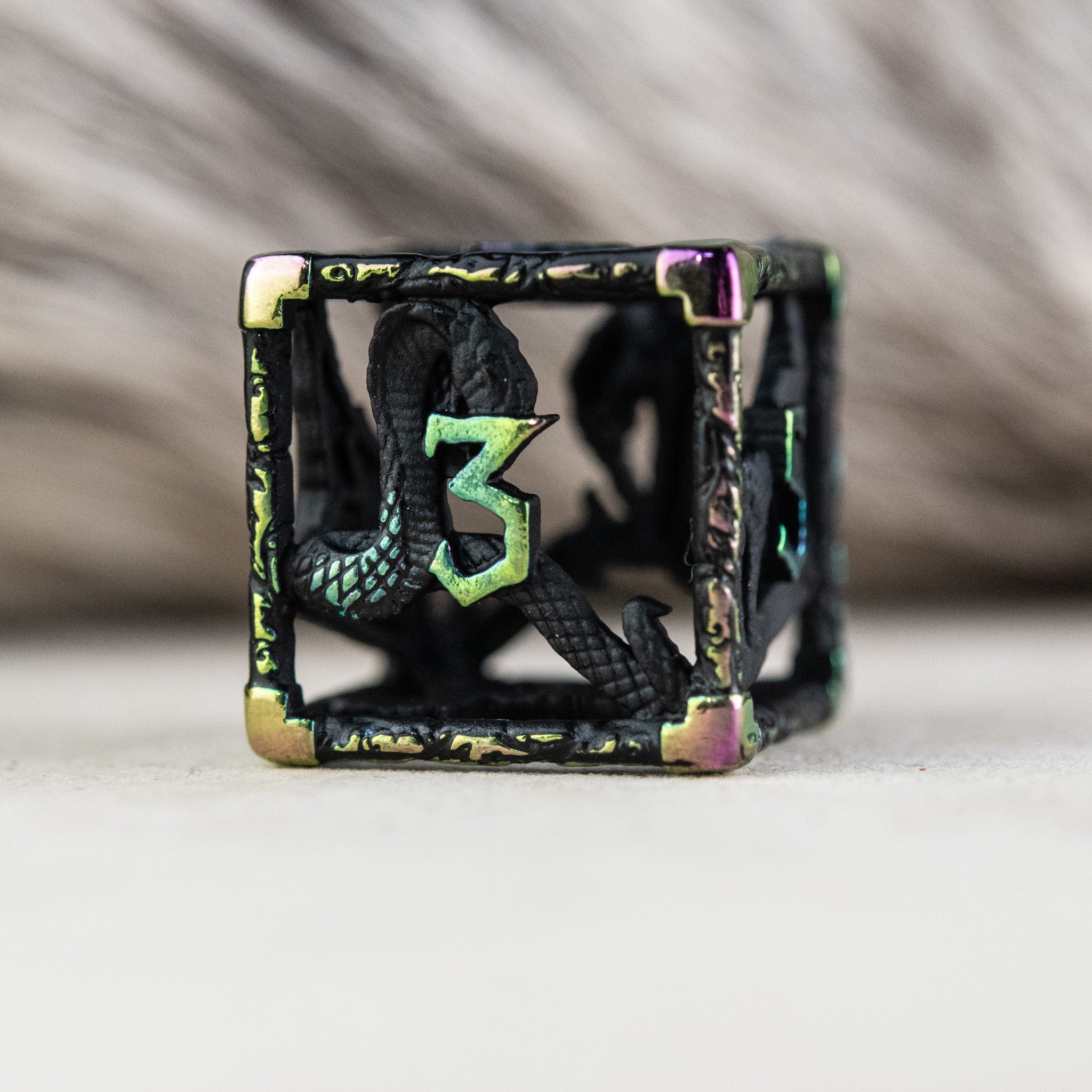 Misty Mountain Gaming DICE Legends of Valhalla - Matte Black and Iridescent Hollow Metal Dice Set