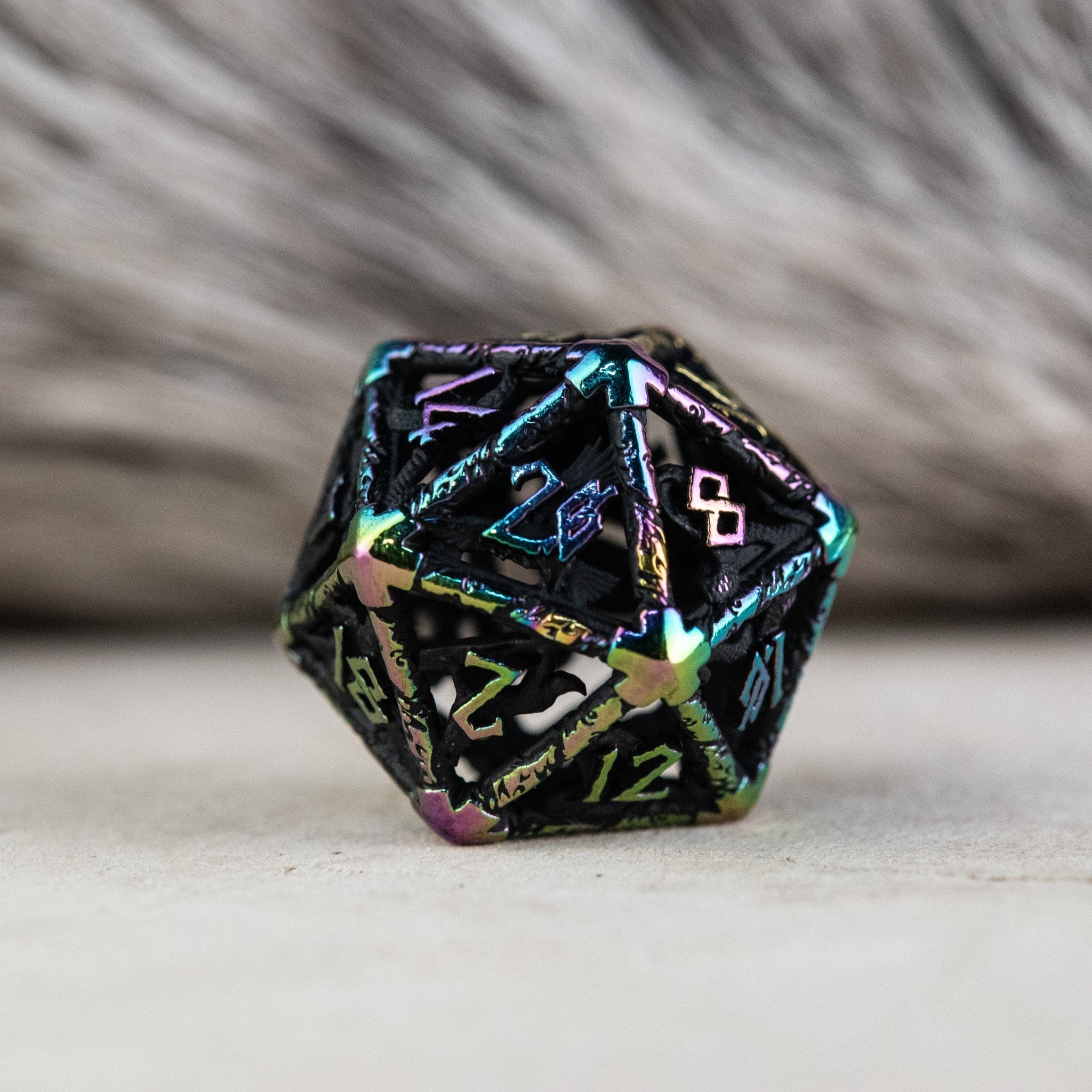 Misty Mountain Gaming DICE Legends of Valhalla - Matte Black and Iridescent Hollow Metal Dice Set