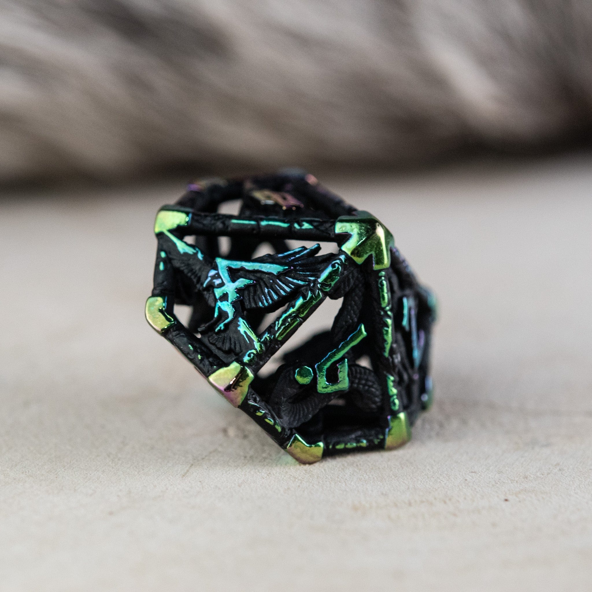 Misty Mountain Gaming DICE Legends of Valhalla - Matte Black and Iridescent Hollow Metal Dice Set