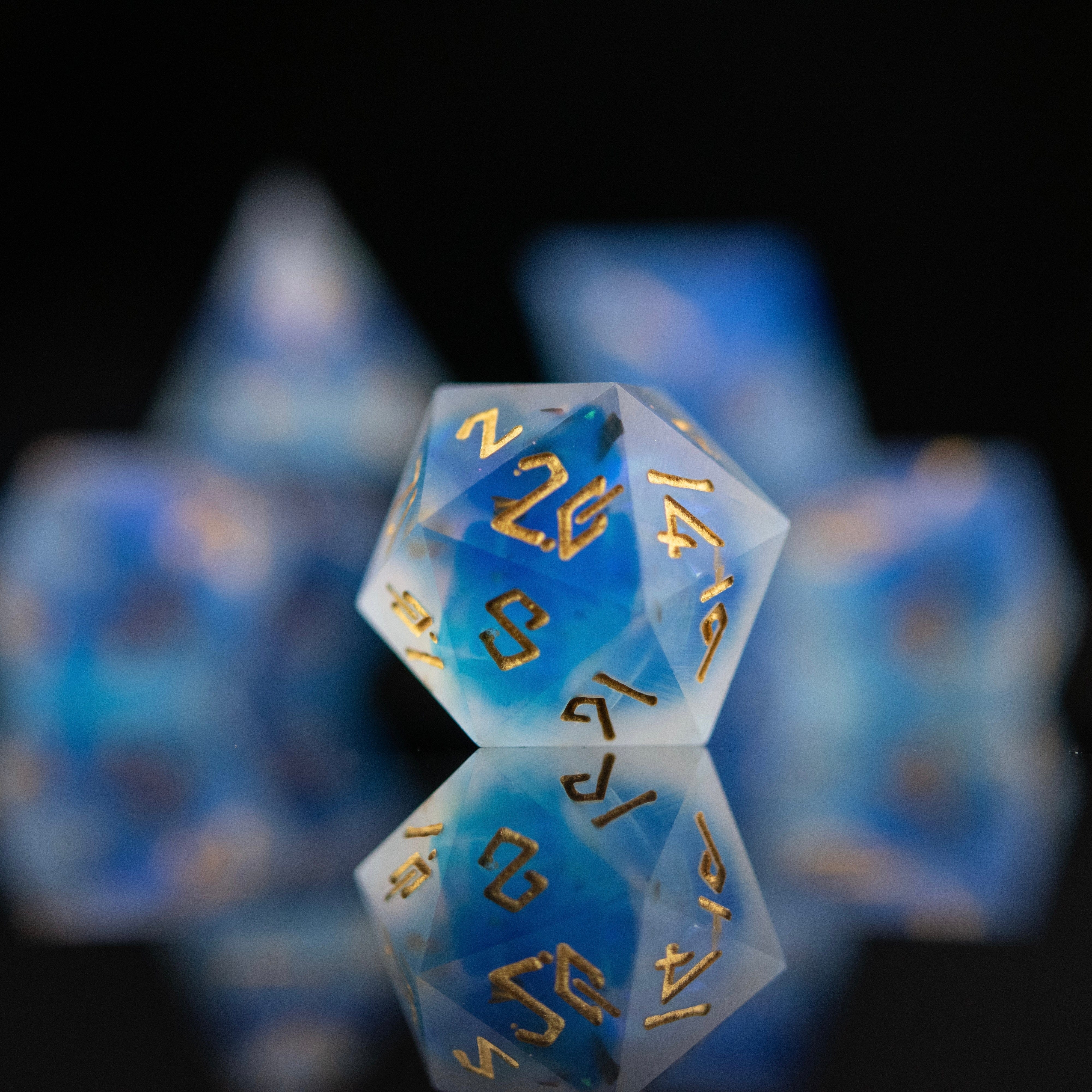 Misty Mountain Gaming Resin Lunar Veil Sharp-Edged Resin Dice Set