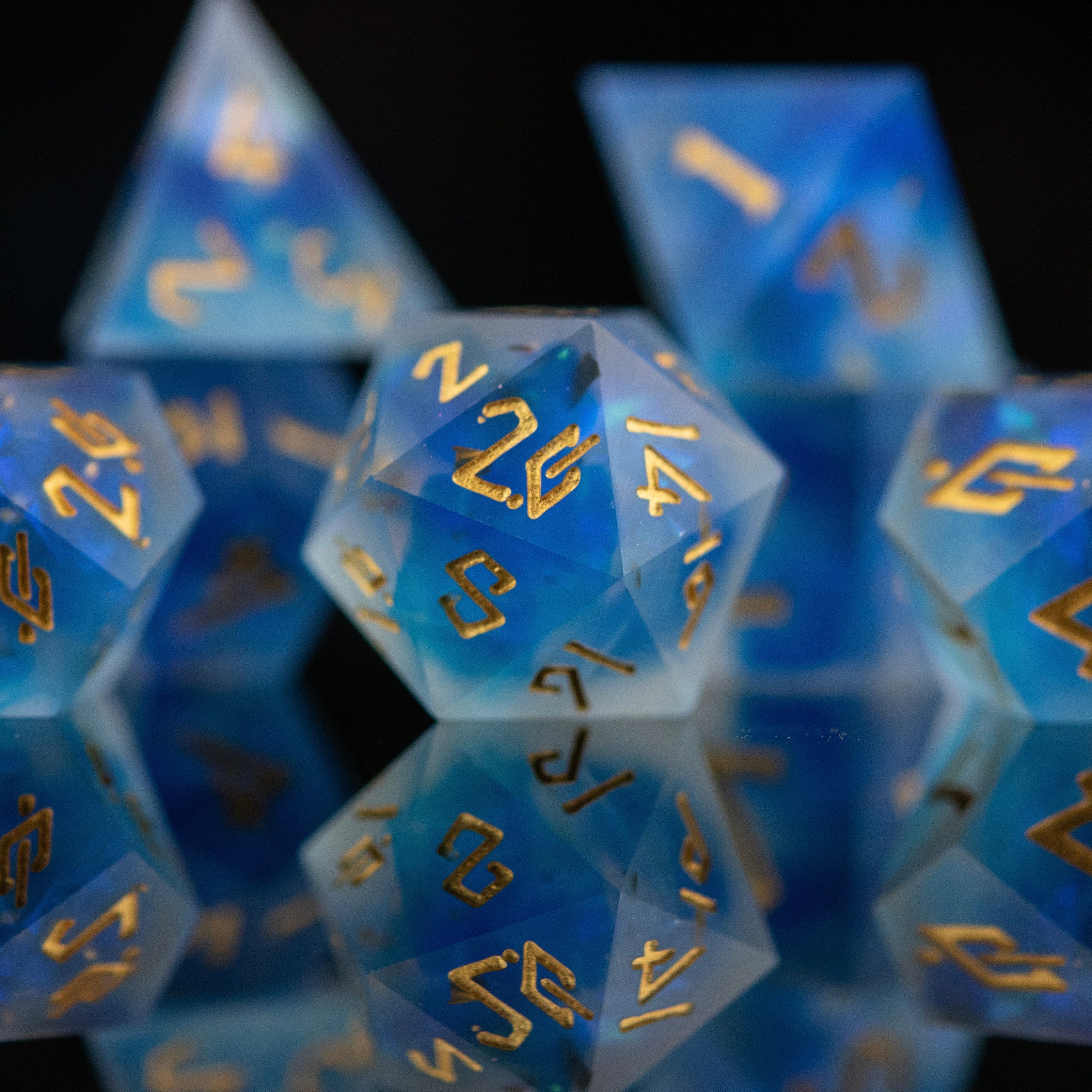 Misty Mountain Gaming Resin Lunar Veil Sharp-Edged Resin Dice Set