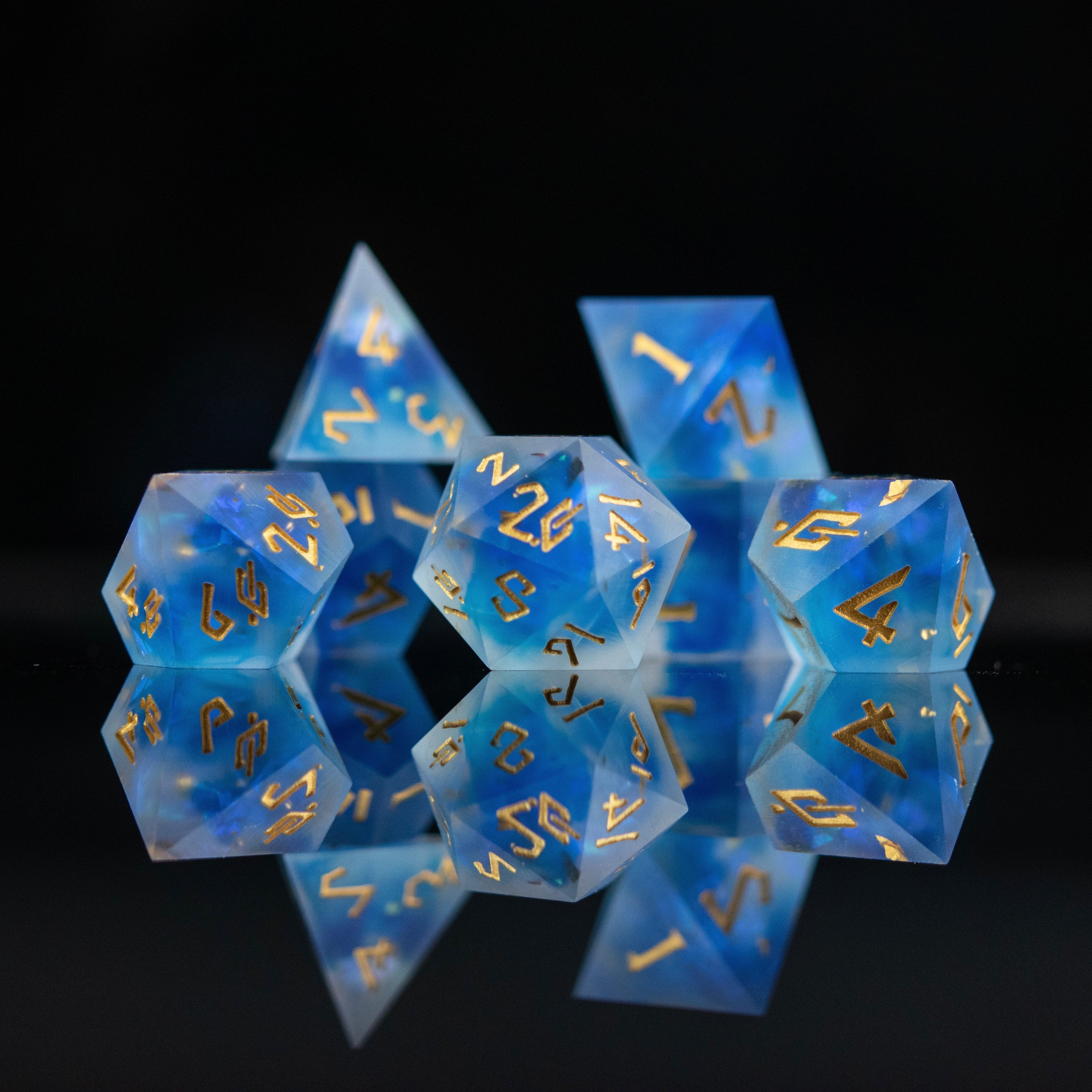 Misty Mountain Gaming Resin Lunar Veil Sharp-Edged Resin Dice Set