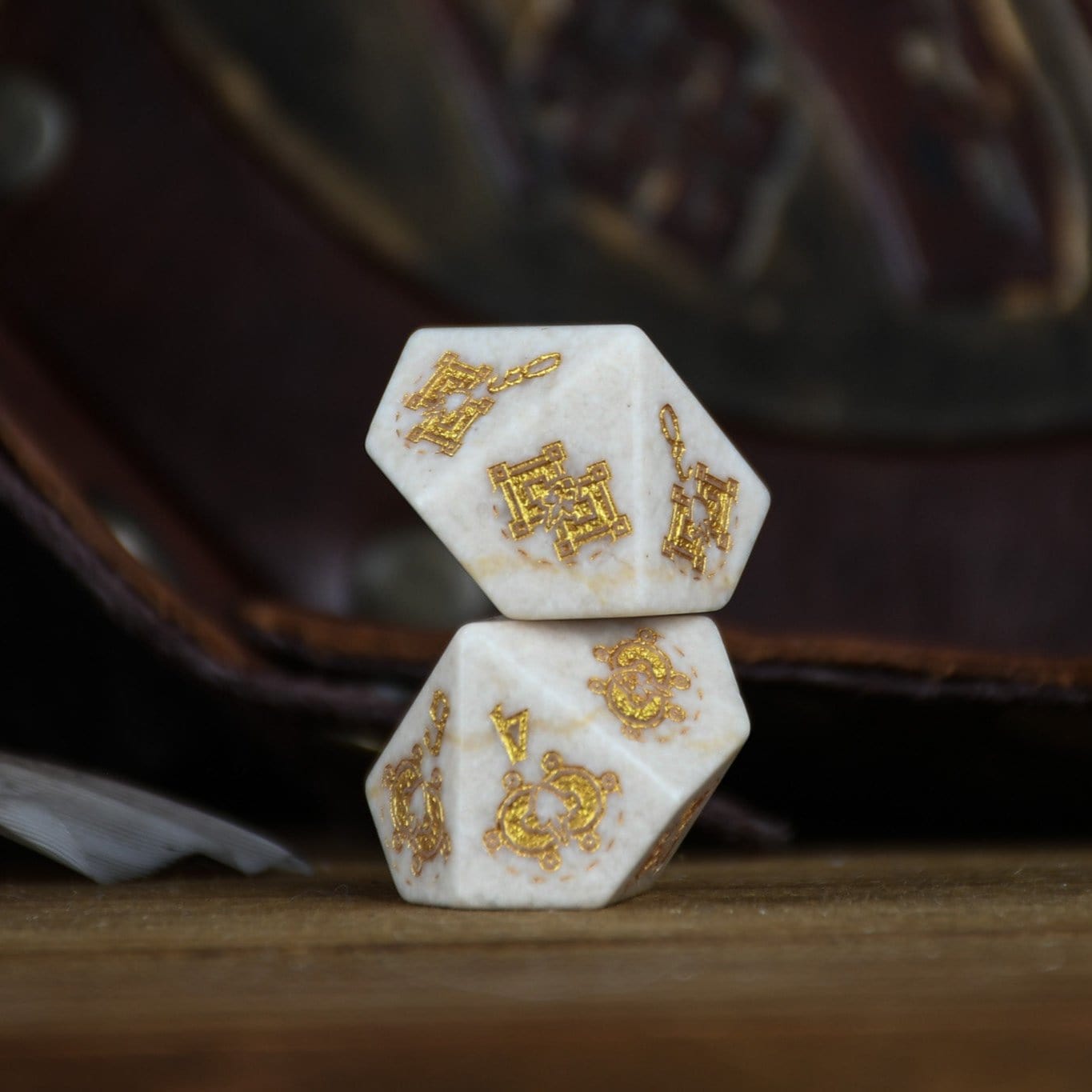 Misty Mountain Gaming Dice Mongolian White Opal Stone Dice Set - Dice Around the World Collection